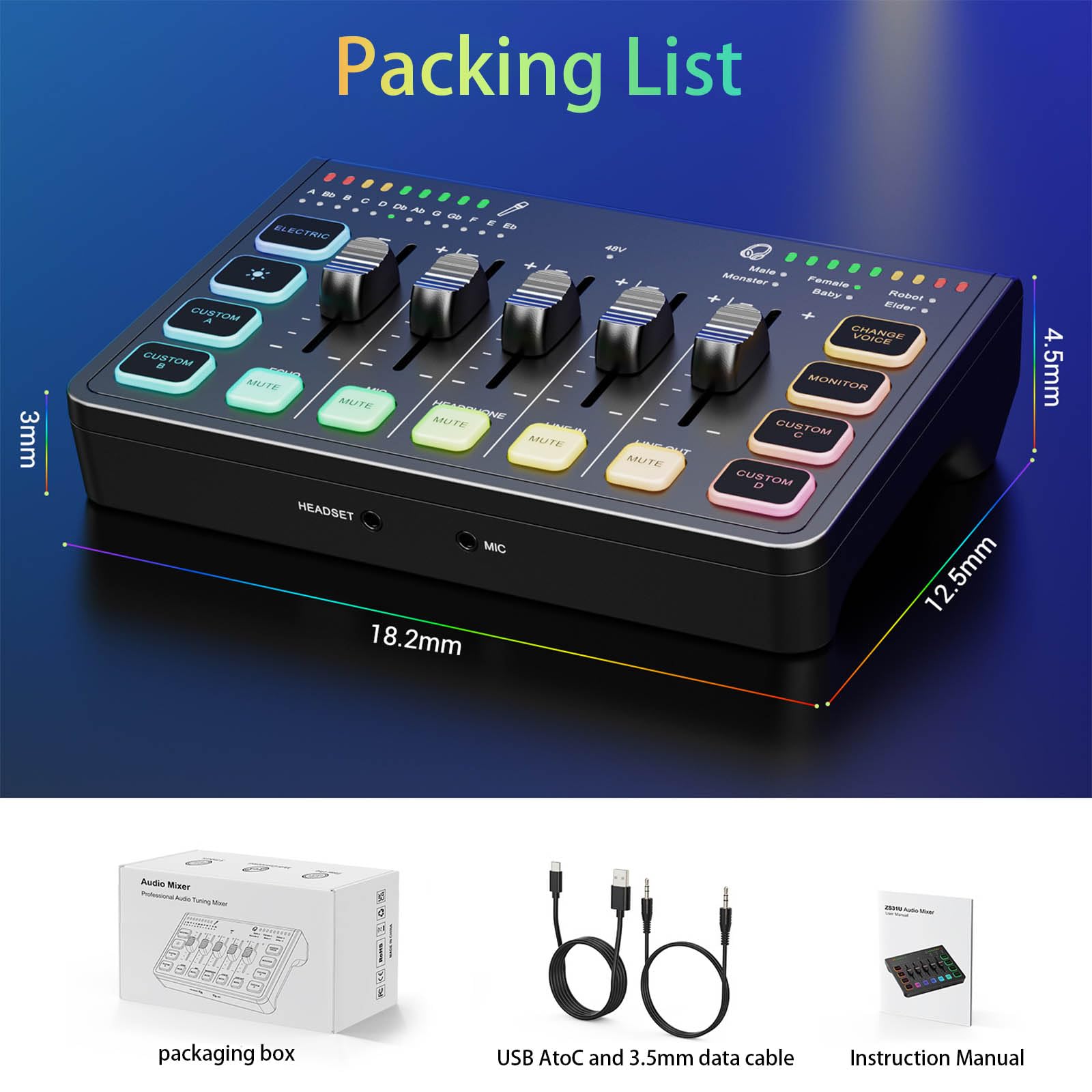 Scheda audio trasportabile a più canali con standard di osservazione diretta di grado da studio per trasmissioni podcast spettacoli dal vivo Link USB