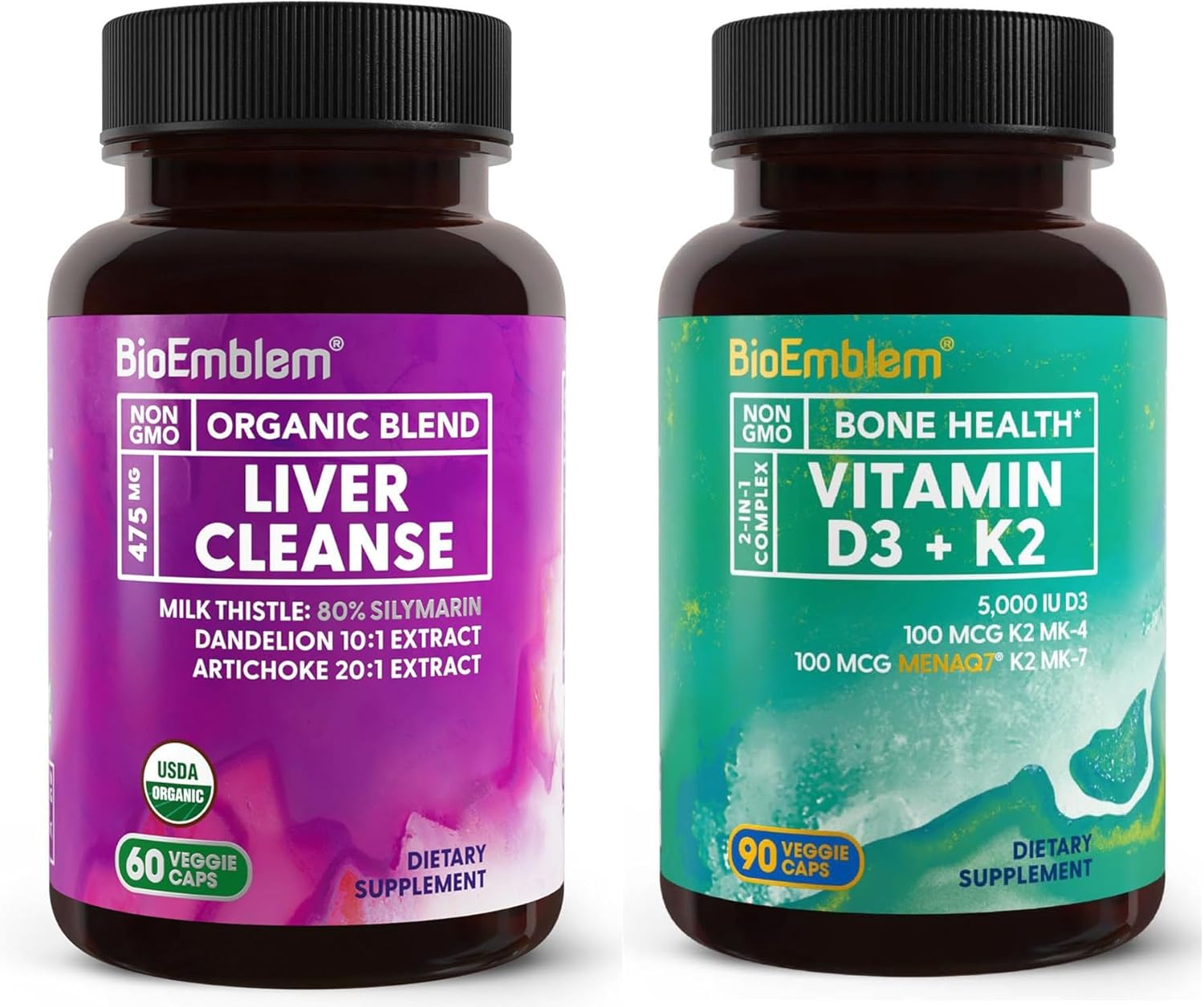 BioEmblem Vitamin D3 K2 USDA Organic Liver Cleanse