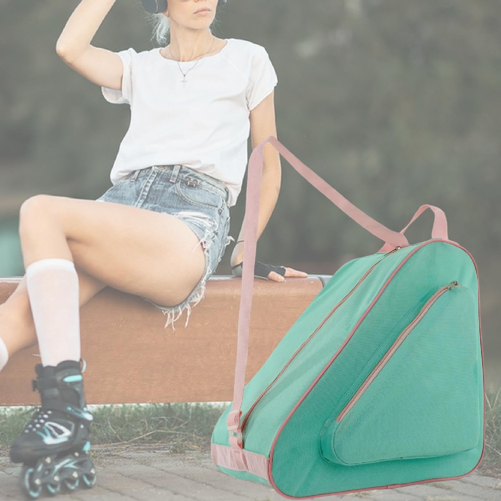 Gralara Sac de Rangement Patins Sac Roller Organisateur Grande Capacité Compartiments Multiples Bandoulière Réglable Portable Pliable Convient aux Sports