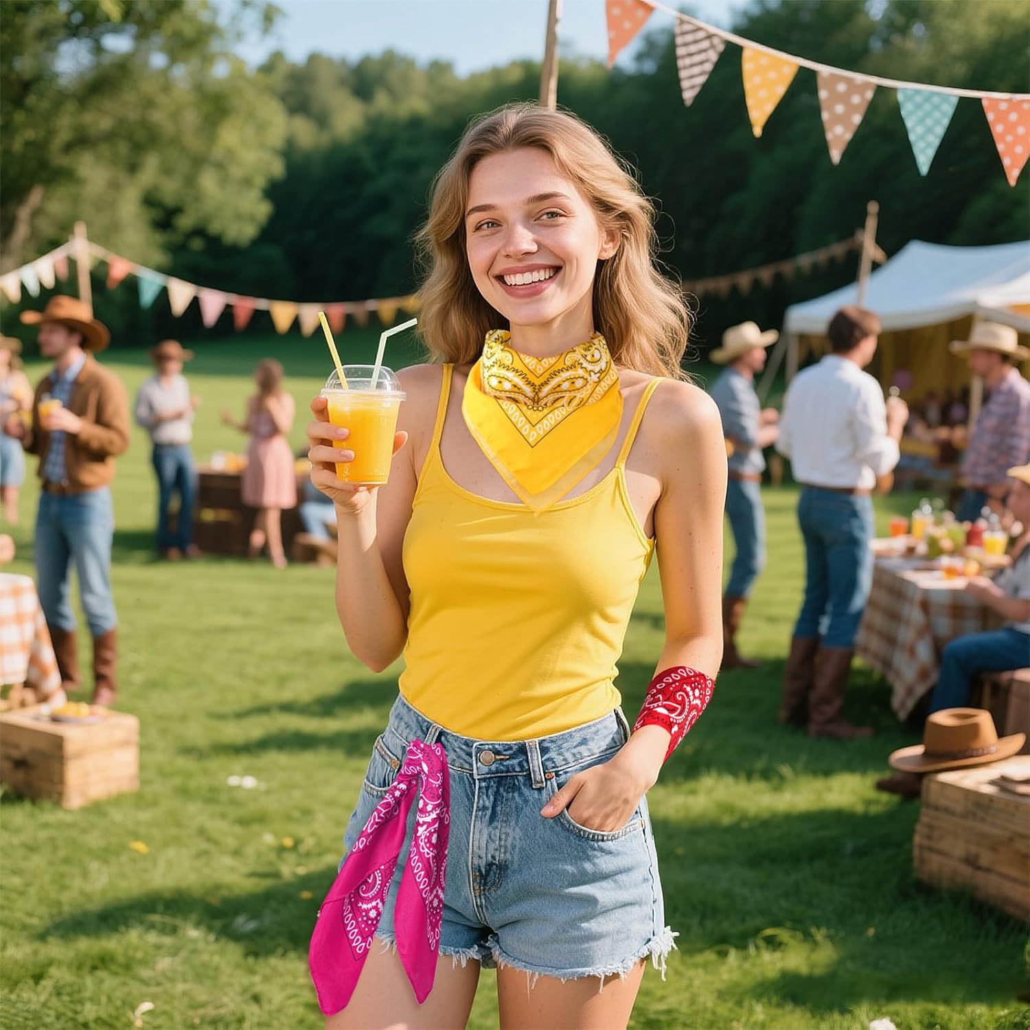 hoyuwak 6 Pcs Paisley bandanas Square Cowboy Printed Head Scarf Neckerchief for Halloween Women and Men - Image 4