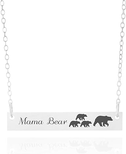 Collar de mamá oso - Collar de barra con diseño de oso mamá