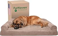 Vista 19 de Furhaven Pet – Sofá de felpa ortopédica para perro, cama con forma de L, tumbona ergonómica con contorno de cuna, cama para perros y gatos, varios