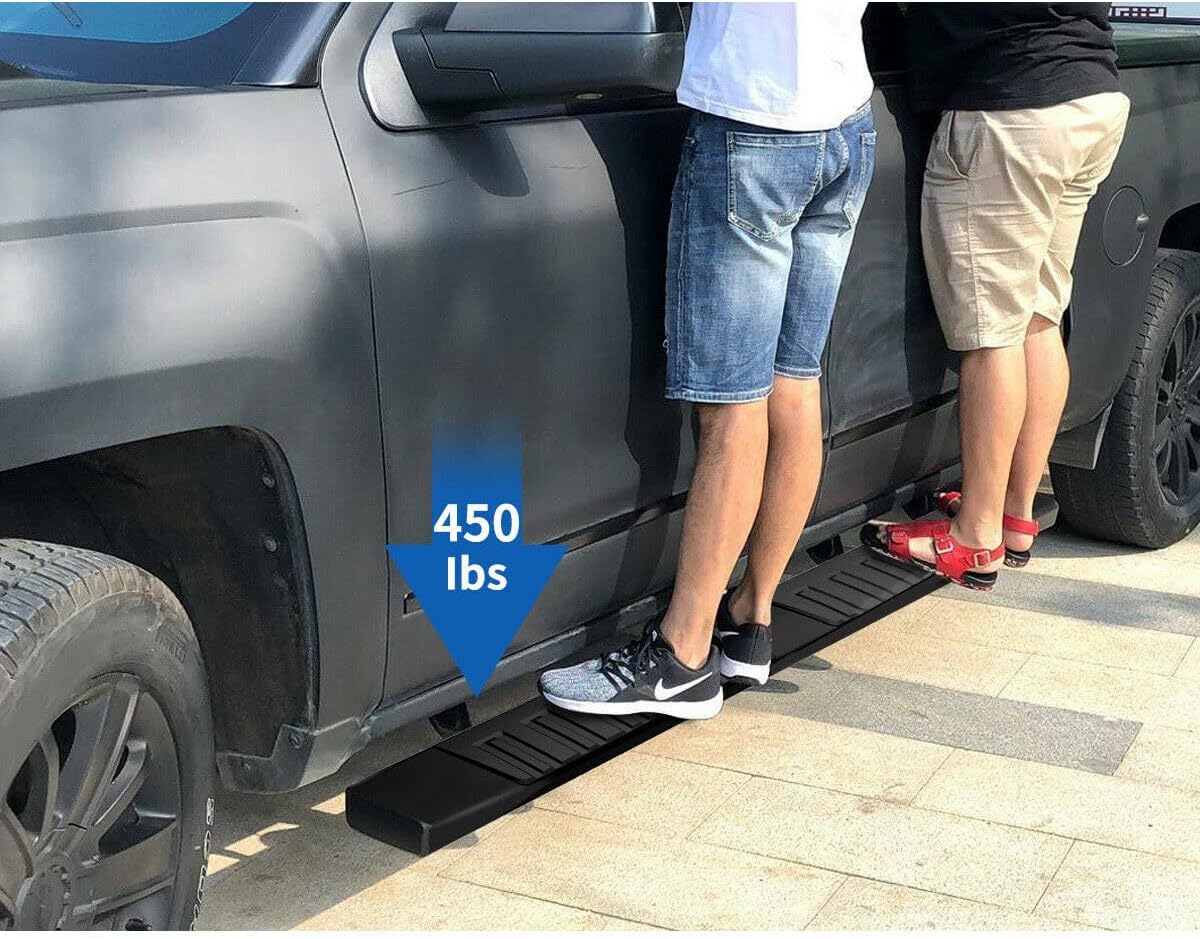 2pcs 6" Steps Nerf Bars Running Boards Driver Passenger Left Right Side Rectangular Powder Coated for Crew Cab E03SS0137