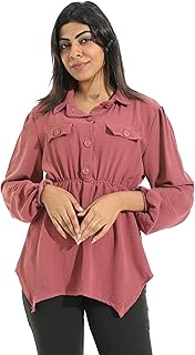 CAESAR - سيزر Womens Women's blouse with elastic waistband and front buttons Women's blouse with elastic waistband and front buttons