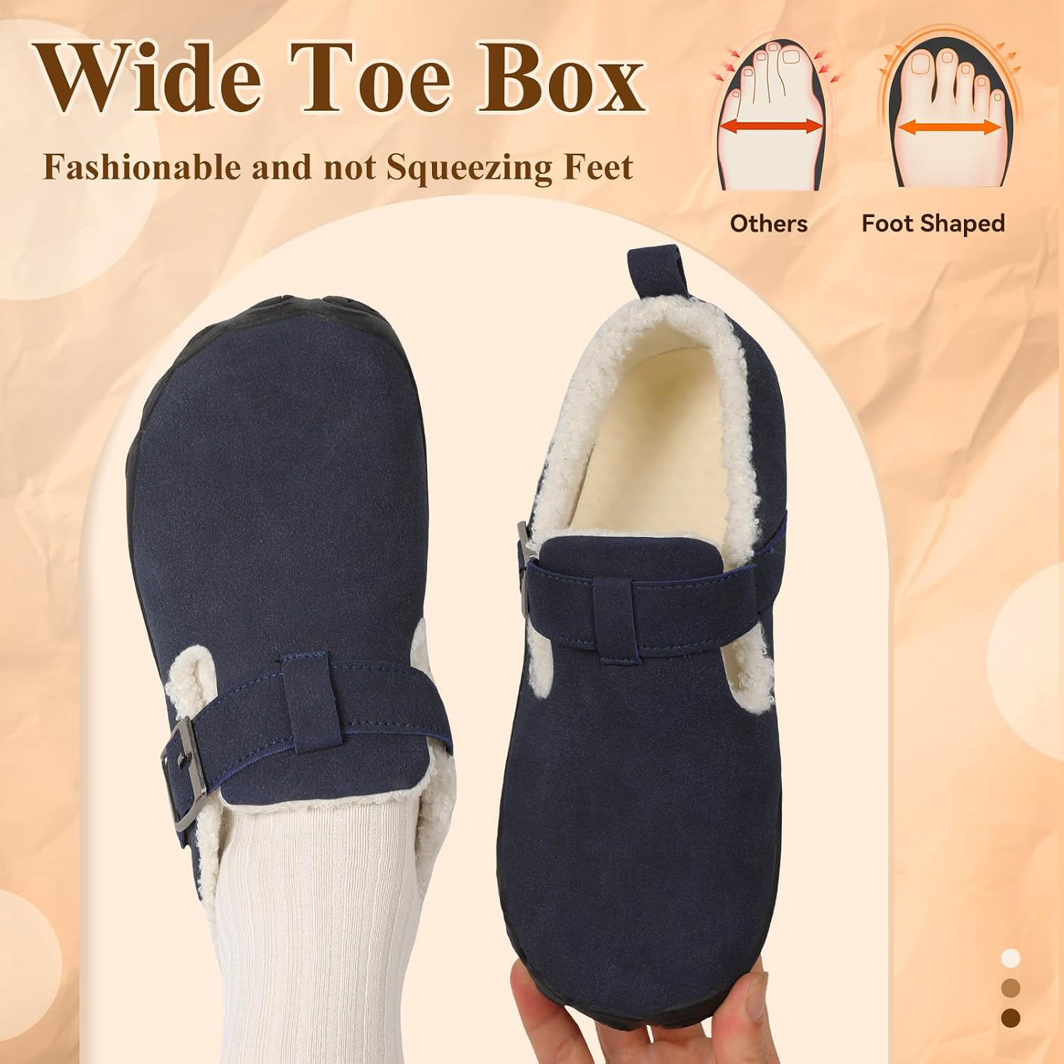  Wide Barefoot House Moccasin Slippers for Women Men Arch Support thumbnail