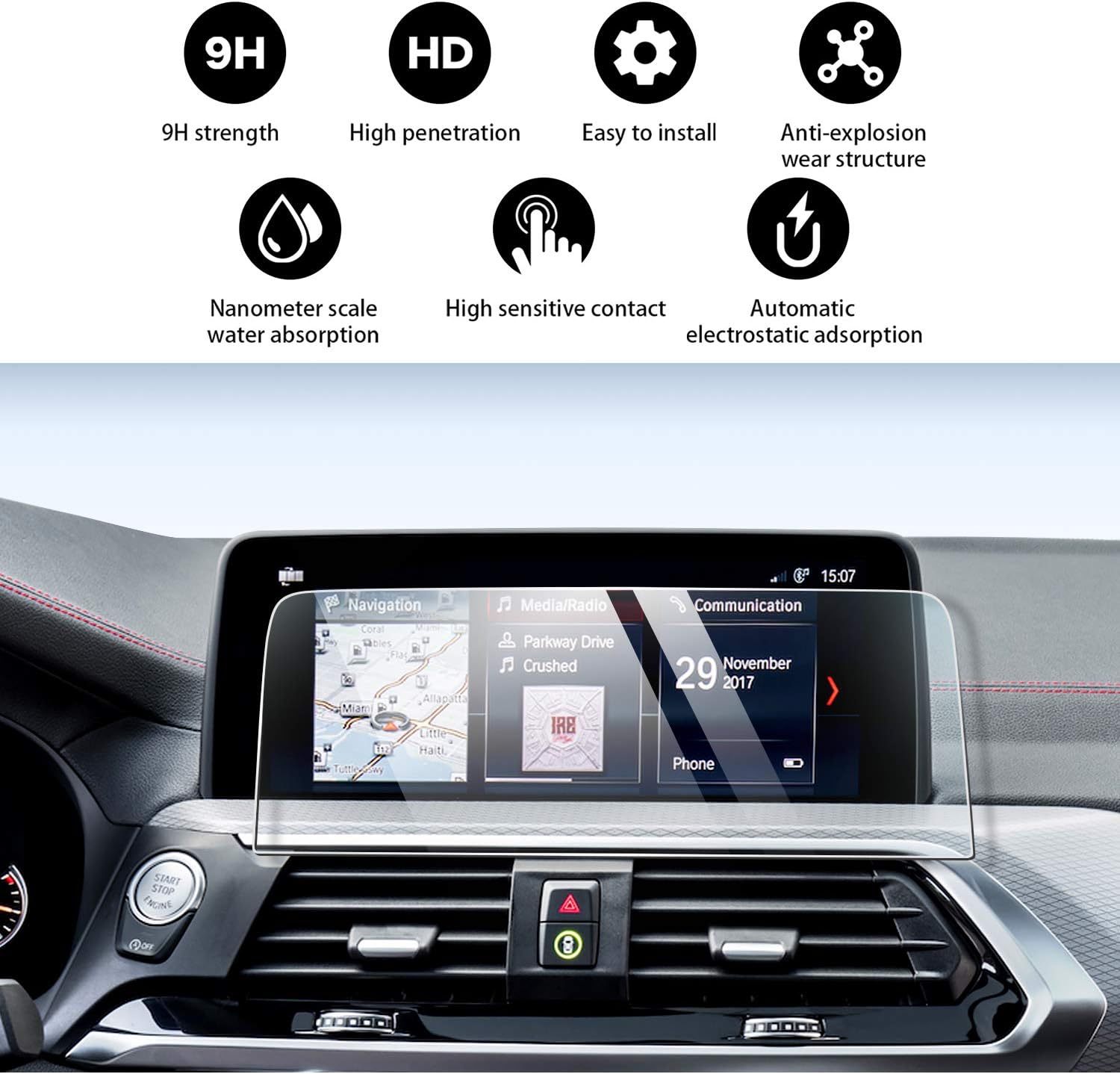 yee pin x4 mod 2021 screen protector for 2018 2019 2020 2021 g01 x3 m40i 2019 2020 2021 x4 g02 center control touch screen car navigation display gla