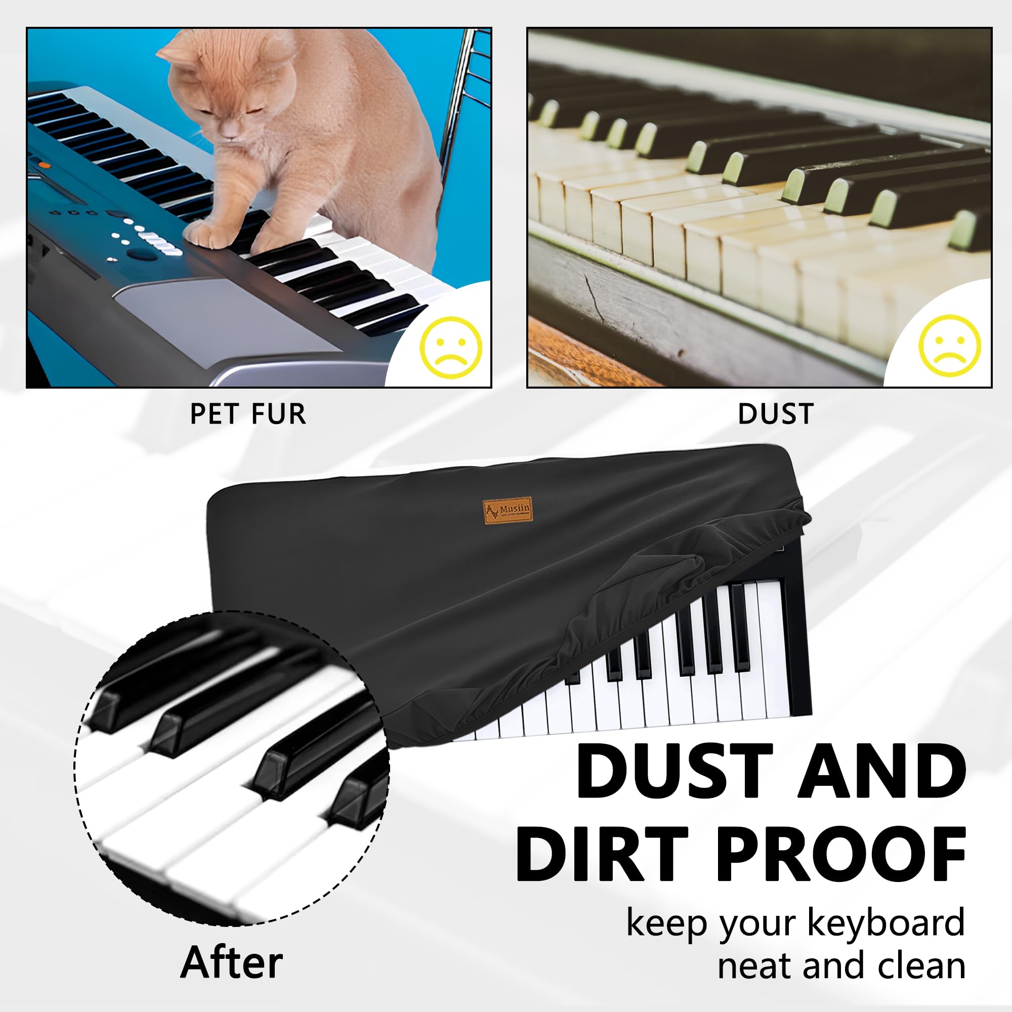 Musiin Copertura antipolvere per tastiera pianoforte a 37 tasti, compatibile con Novation Launchkey 37 MK3, Launchkey 37 MK4, Luxury Chinlon anti-polvere e antigraffio, liscio al tatto e vestibilità