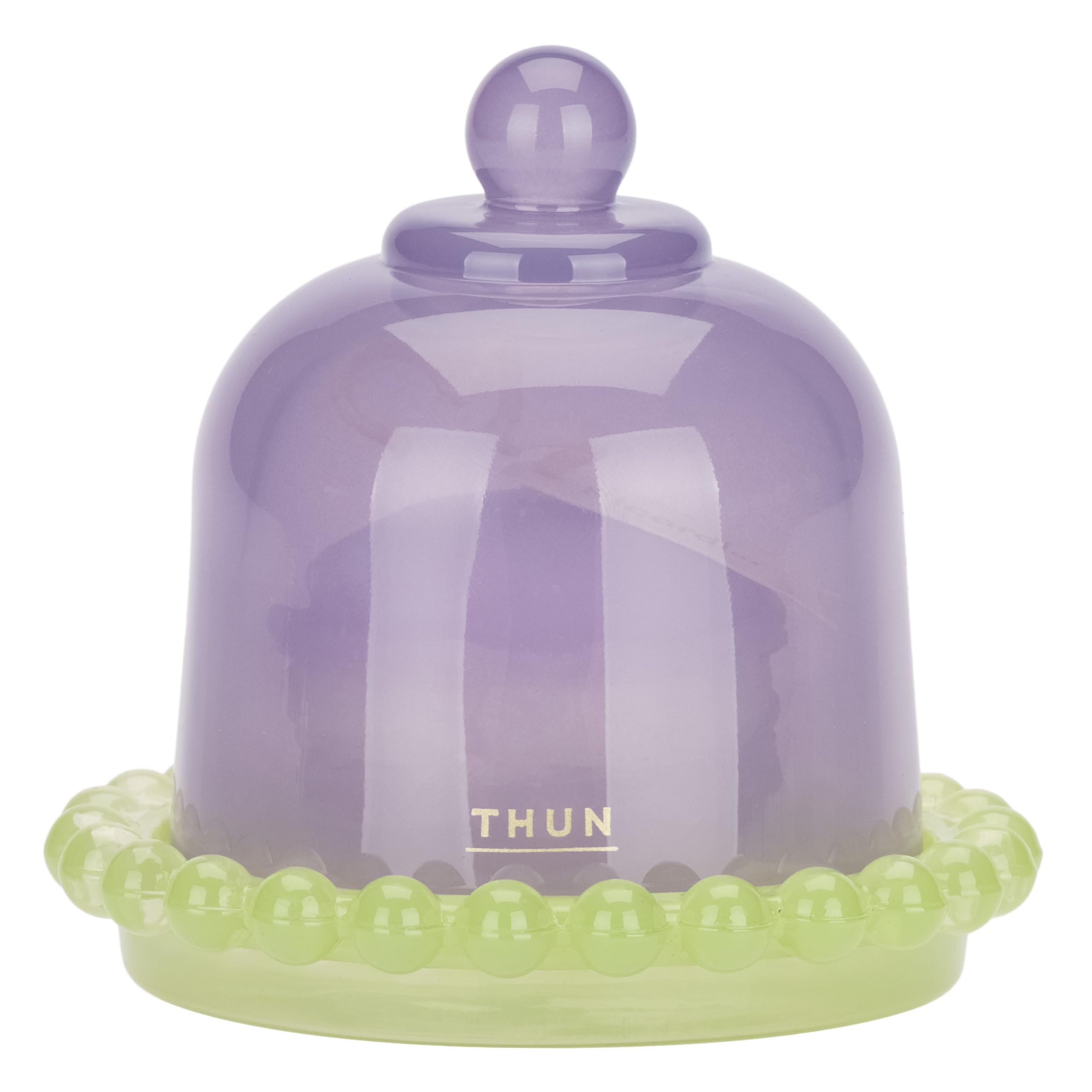 THUN - Candela macaron cloche viola - Vetro, paraffina, essenza, stoppino: 100% cotone., 10 * 9cm