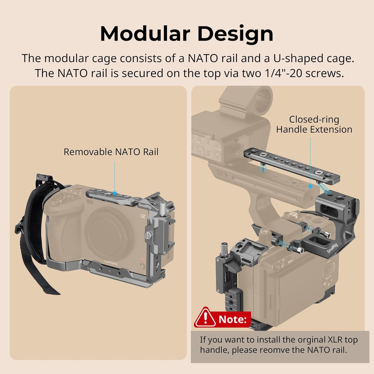 SmallRig FX3 / FX30 HawkLock Quick Release Camera Cage Kit for Sony with XLR Handle Extension, Wrist Strap and Cable Clamp for HDMI, QR Cold Shoe, NATO Rail/QR Plate for Arca,Titanium Gray - 4771 - Image 4