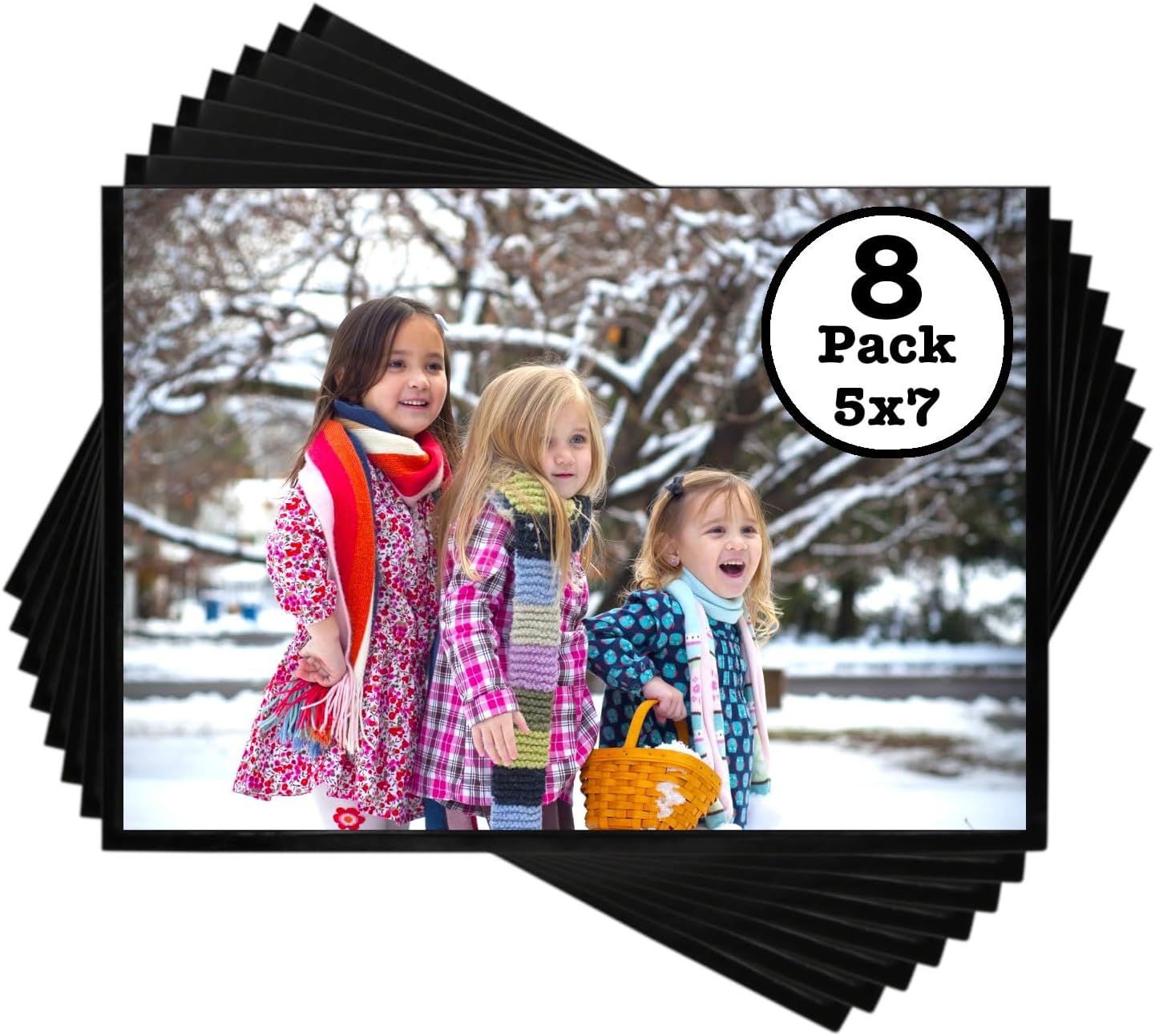 Iconikal 20 Pack Magnetic Photo Sleeves 5 x 7 Black Reusable Fridge Photo