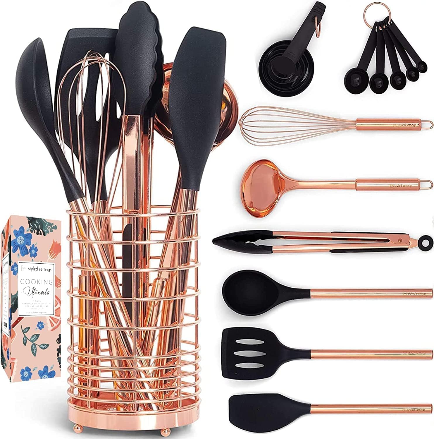 Black & Copper Silicone Set with Holder