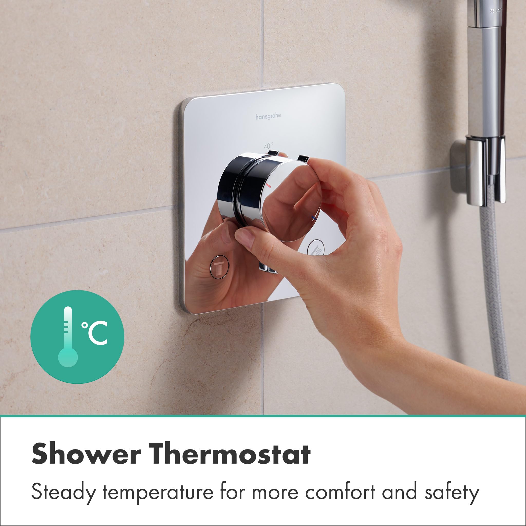 hansgrohe Ecostat Comfort Q - bateria termostatyczna podtynkowa, armatura łazienkowa z zabezpieczeniem przy 40 °C, termostat, kran do 2 odbiorników, chrom, 33713000