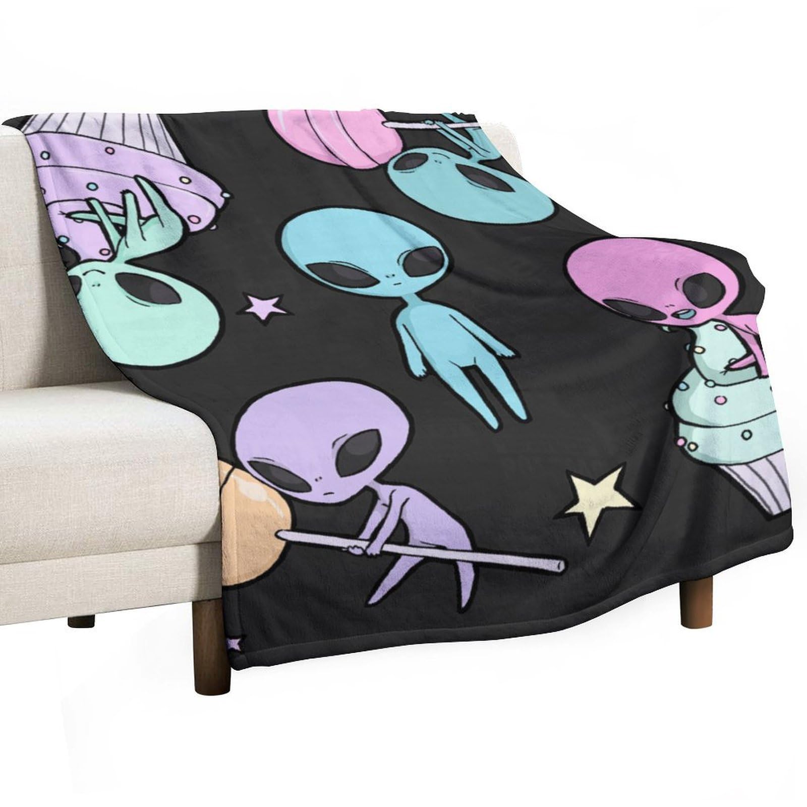 Hxwokrum Flannel Blanket, Alien Throw Blanket for Couch Sofa Bed Office, Soft And Comfortable Without Pilling