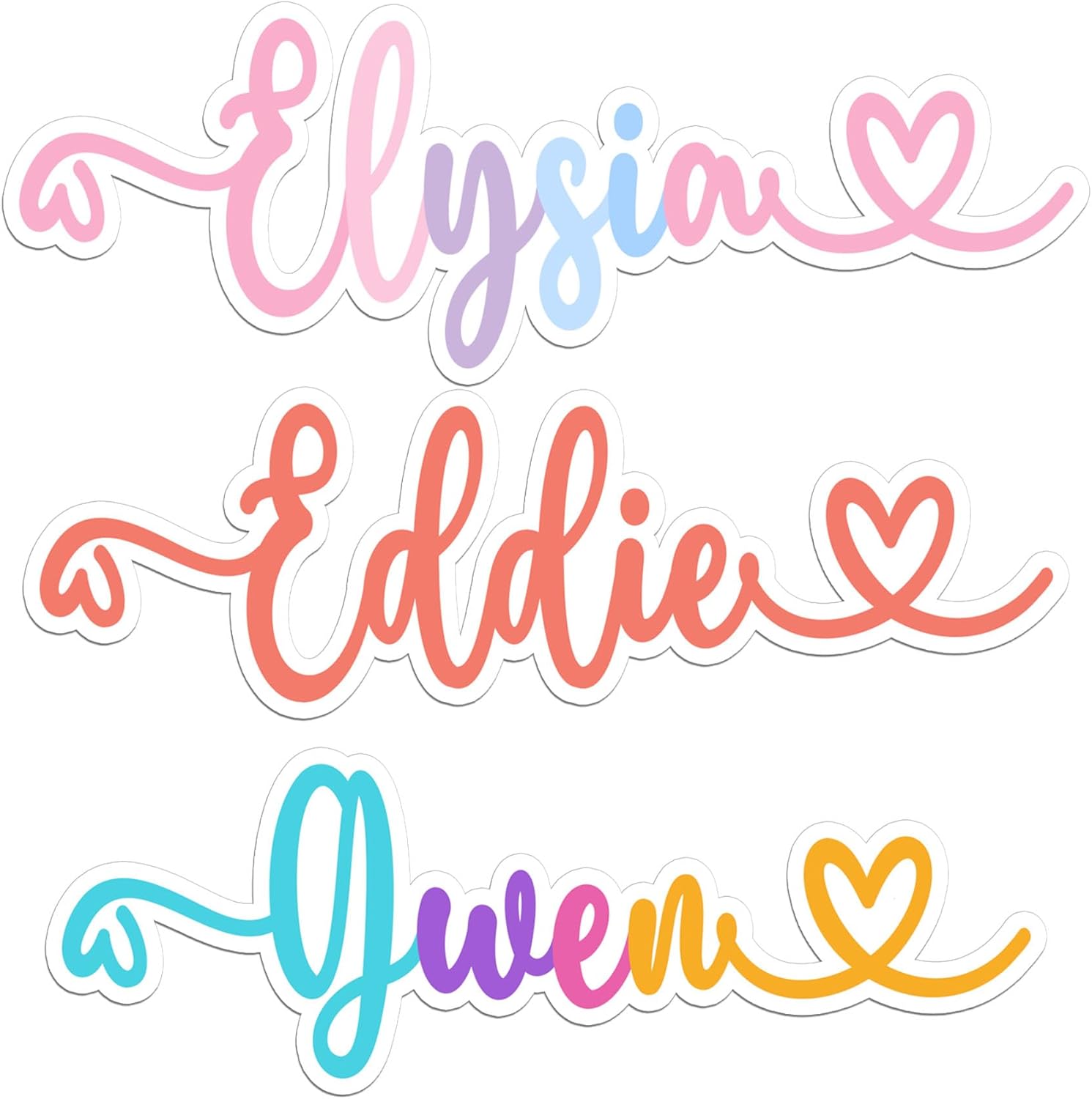 Amazon.com: Custom Name Sticker Personalized Cursive Font Heart Retro ...