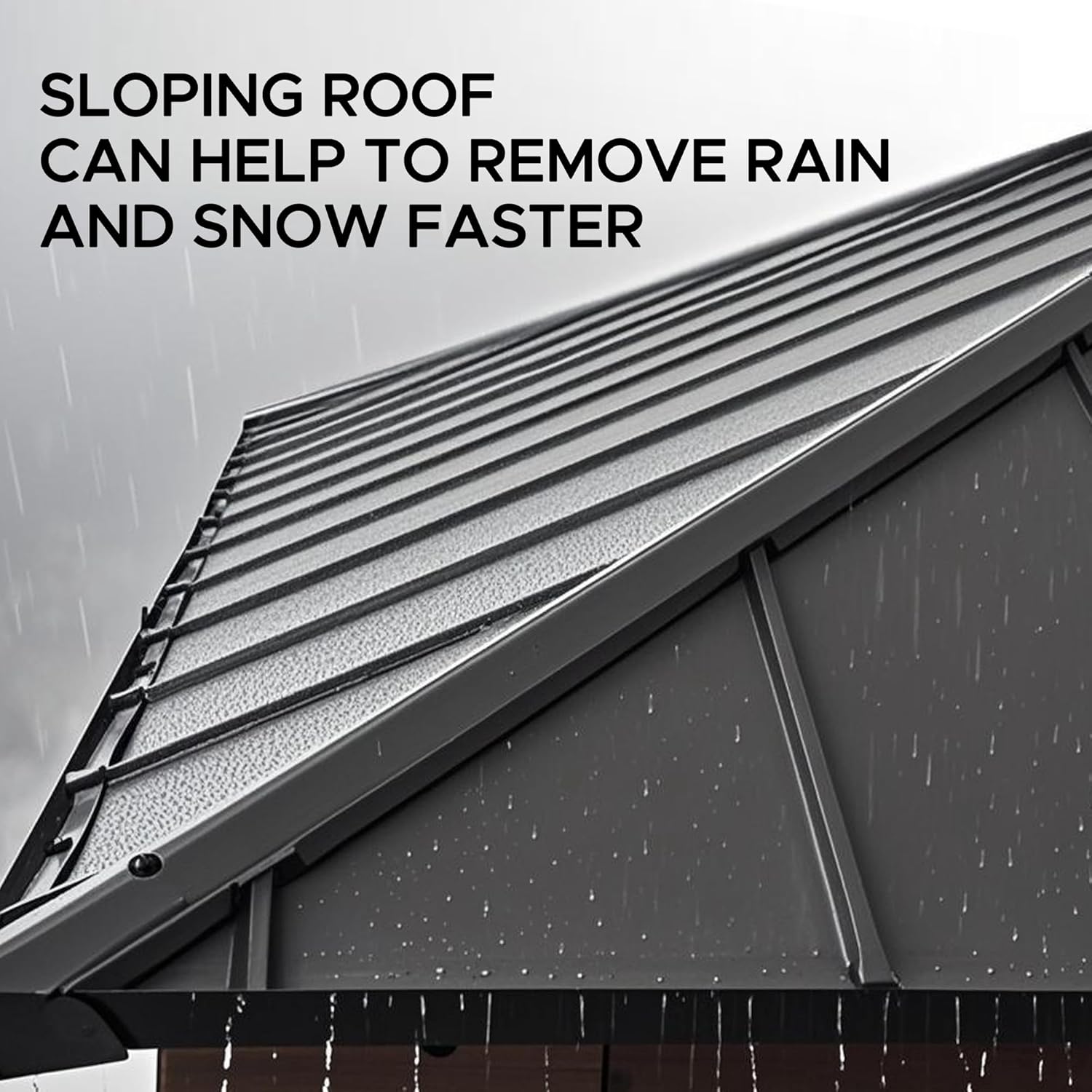 Image showing rain shedding off the sloping gazebo roof