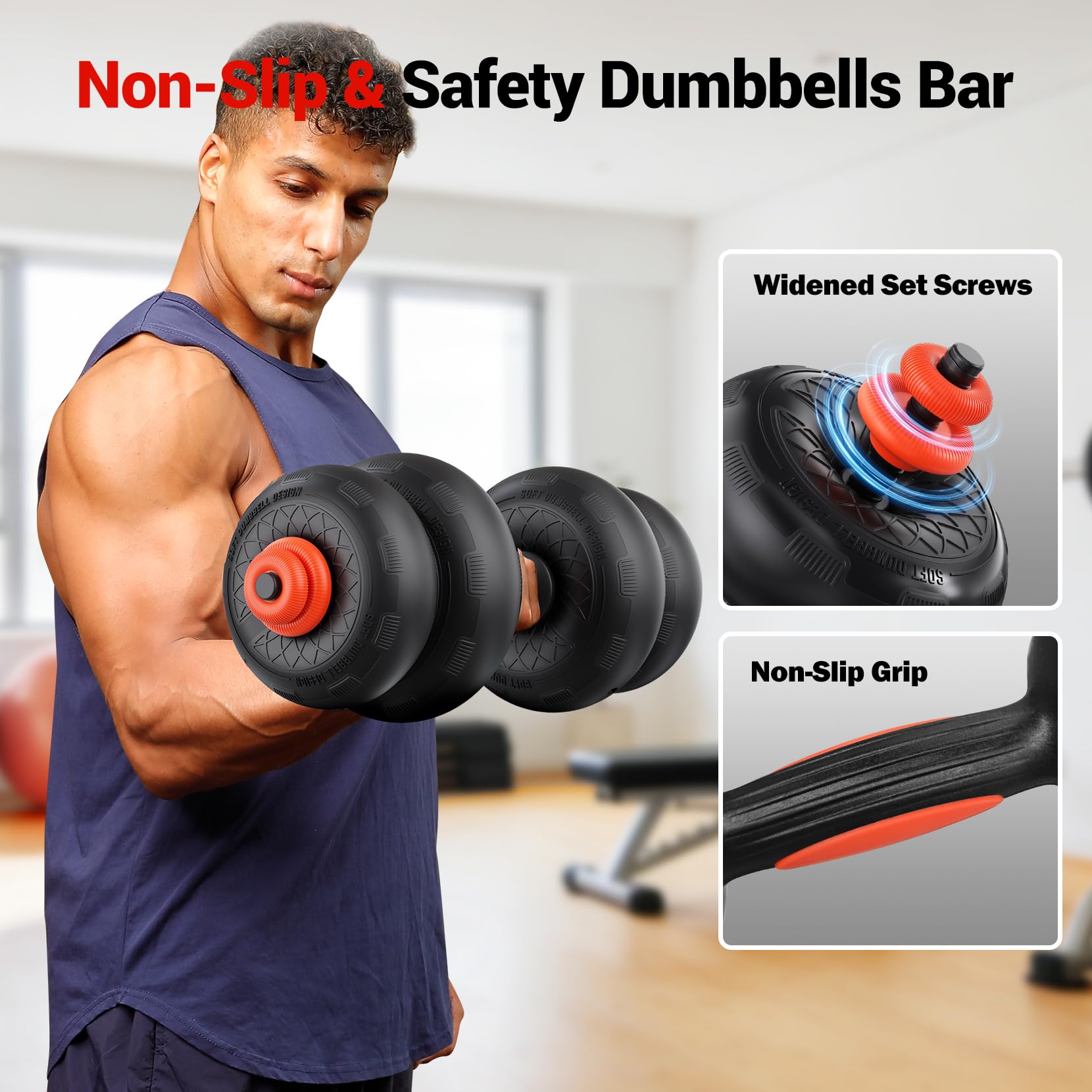 Yoleo Hantelset Verstellbare Hanteln, 5 in 1 Geräuschloses Anti-Kollisions-Luftkissen mit Anschlussstück Professionell Dumbbell Set 4-20kg für Workout, Fitnesstraining Männer/Frauen Upgrade 2.0