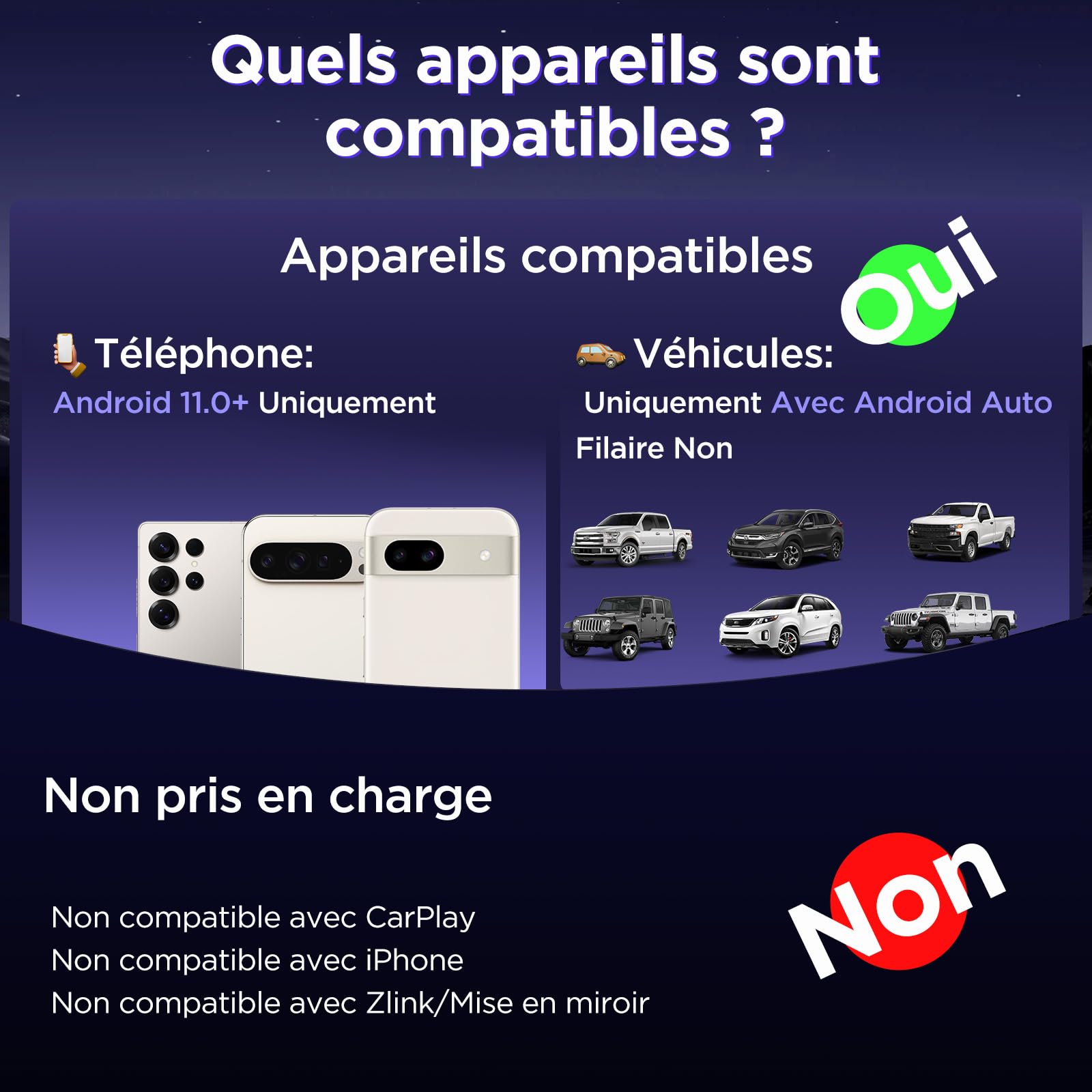 MSXTTLY Adaptateur CarPlay sans Fil Android Auto - U2AC-01 Transforme CarPlay & Android Auto Filaire en sans Fil, Compatible avec iPhone 12–17 Pro Max & Android 11+, USB-C/A, Noir