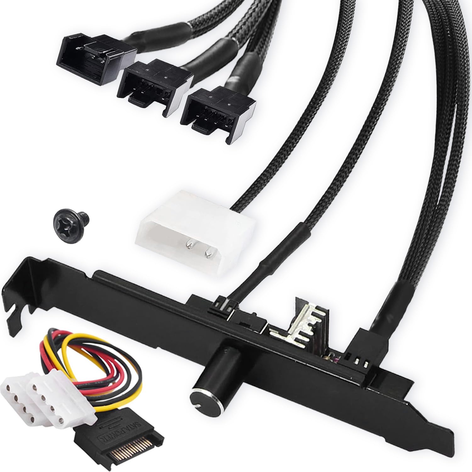 Controlador de velocidad del ventilador de PC, 12 V, 3/4 pines, 3 canales, concentrador de ventilador con adaptador SATA a IDE para carcasa de CPU, VGA, PWM, PCI, ordenador, 1 perilla IDE