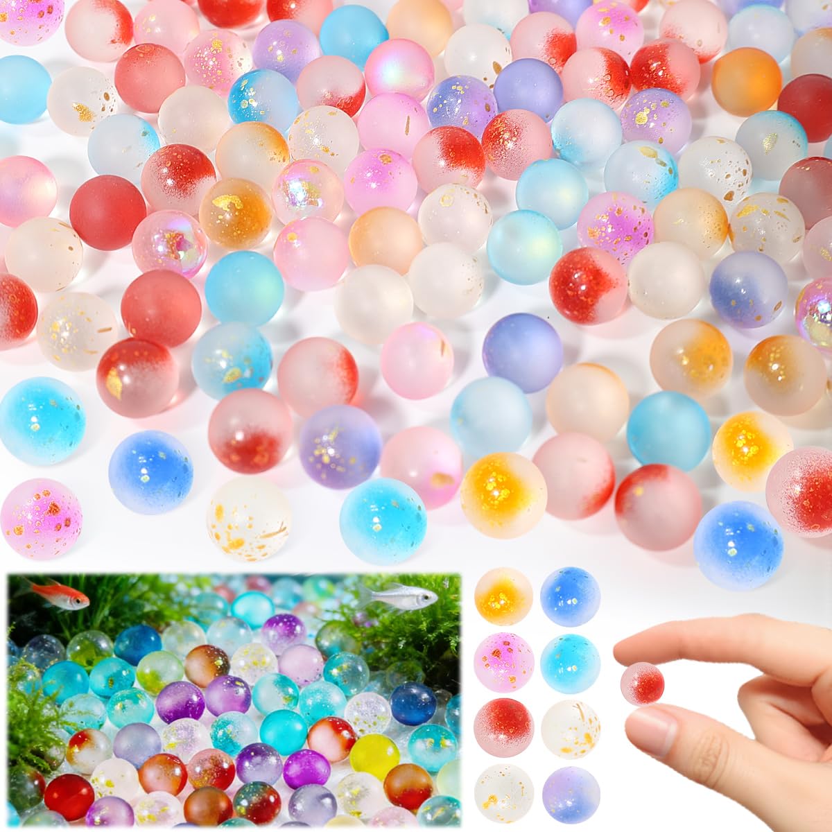 200 Piezas Canicas de Cristal Coloridas, Canicas de Cristal 10 mm Canicas de Vidrio de Colores Canicas de Colores para Niños para Juego de Canicas, Pistas de Bolas, Decoraciones