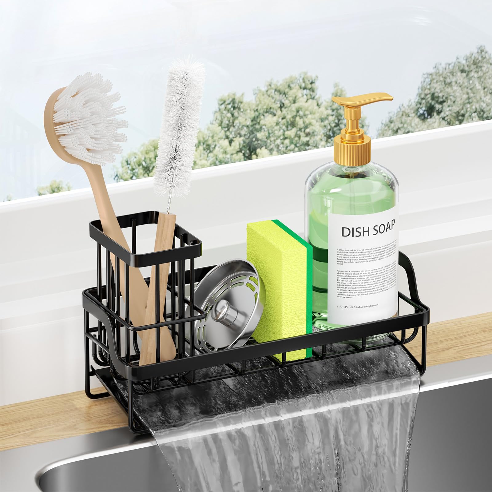 HapiRm Sponge Holder for Kitchen Sink - Self Draining Sink Caddy for Sponge