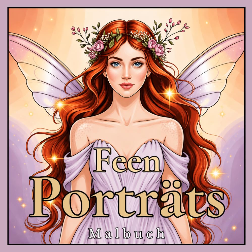 Feen Porträts Malbuch: 50 Zauberhafte Ausmalbilder Mit Fantasy Mädchen, Blumenkränzen, Eleganten Flügeln und Magischen Porträts Zur Entspannung (Porträts Malbuch Kollektion)