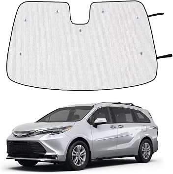 Front Windshield Sunshade for Toyota Sienna 2021-2024, Front Window Sun Shade, Foldable Reflective Sun Visor, Screen Shield Cover UV Blocker Protector HeatShield