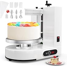 PYY Electric Cake Decorating Machine - 4-12 Inch Automatic Cream Spreading, 60-320 RPM with Graduated Scrapers, for Home, Baking Studio,and Commercial Kitchen, White