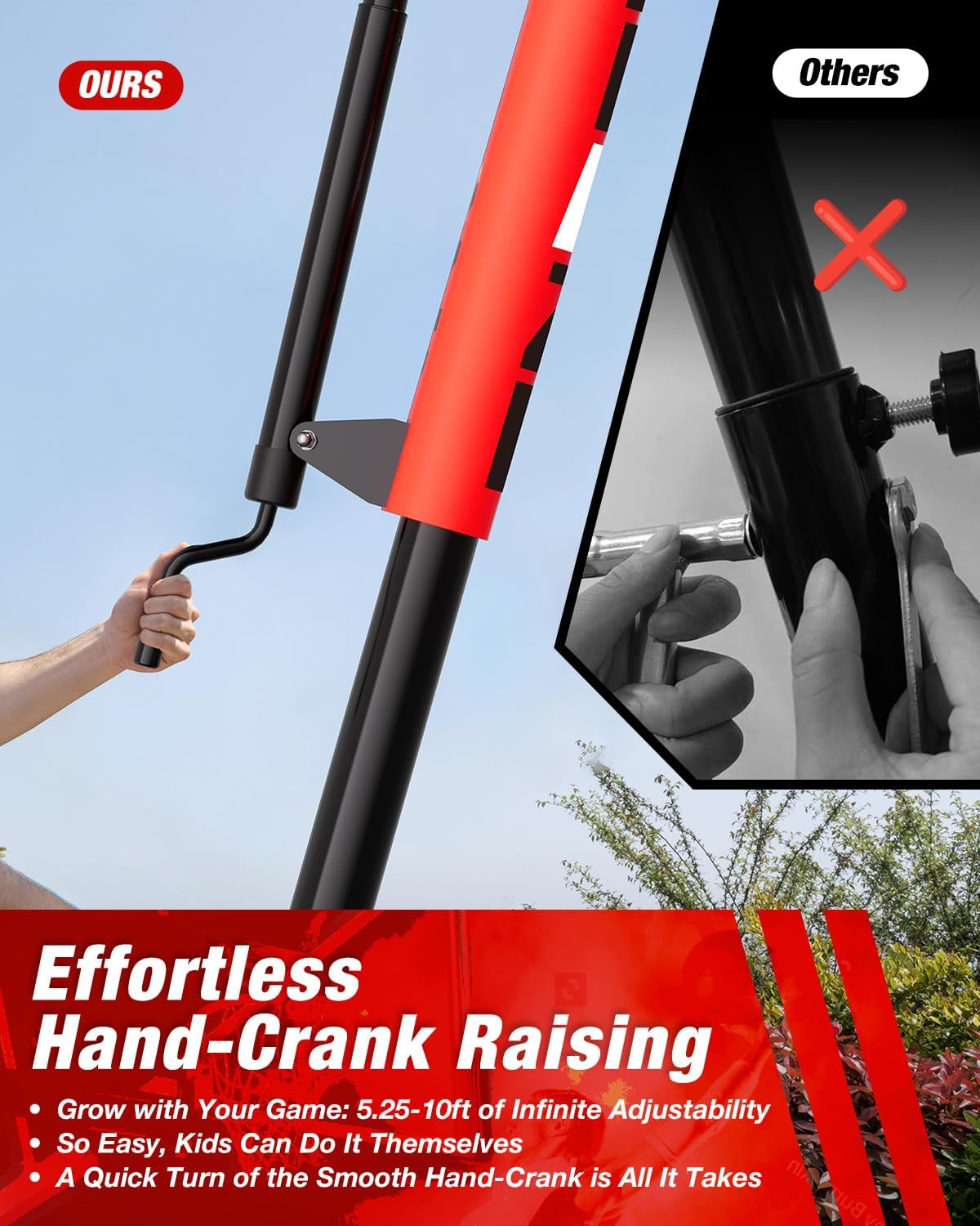 Portable Basketball Hoop Height Adjustable 4.0-10ft: Outdoor Basketball Goal System for Kids Youth Teens in Backyard/Driveway/Indoor, 33-45 Inch Shatterproof Backboard and Stable Base