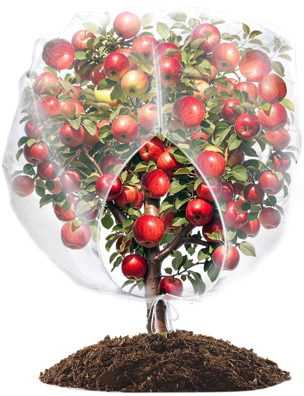 WOHOHOHO 6.6 x 6.6ft Large Fruits Tree Netting, Insect Bird Barrier Tree Net with Drawstring and Zipper, Plant Cover Fruit Tree Protection to Prevent Tomato Blueberry Vegetables from Squirrels Birds
