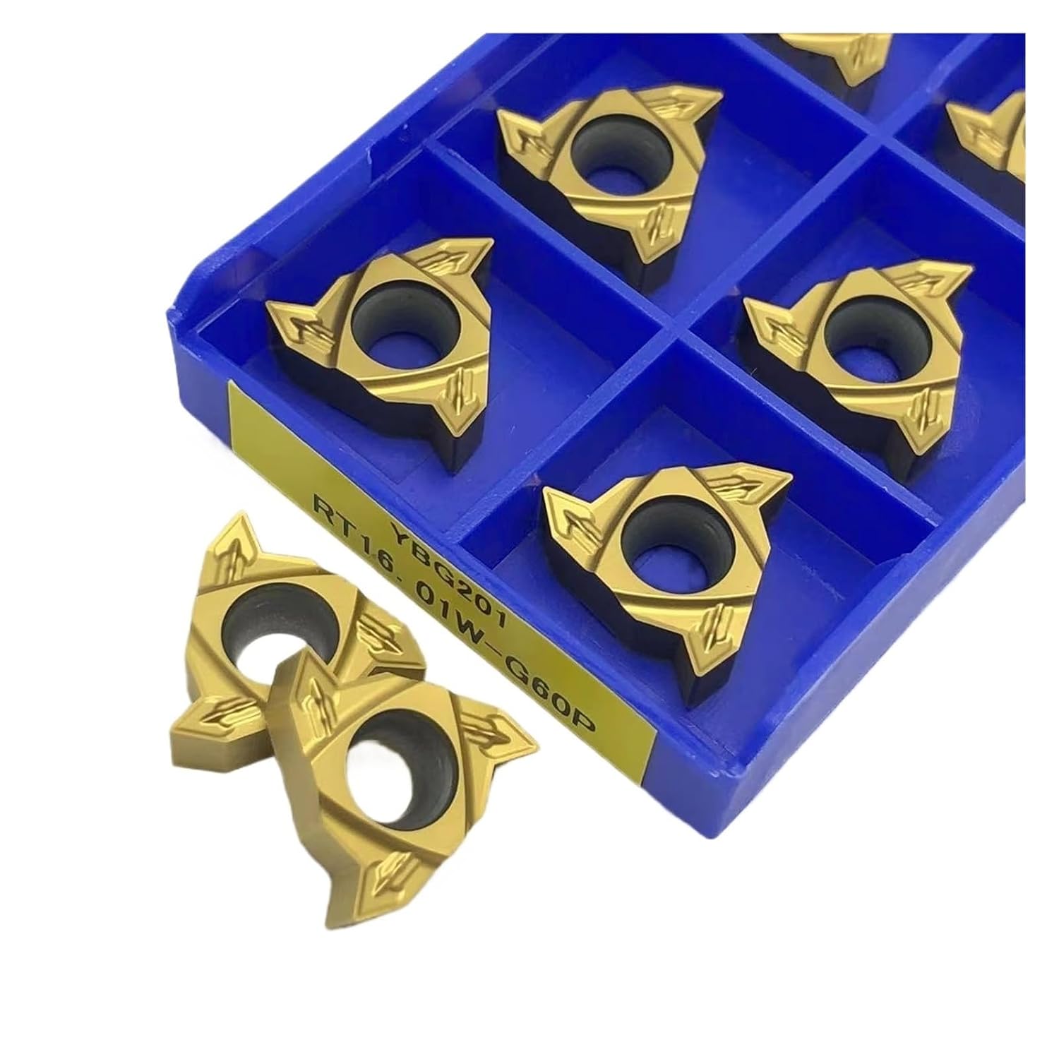 Carbide Turning Inserts 10PCS RT16.01W-G60P YBG201 .01N-G60P RT22.01W-N60P Y .01N-N60P Hard Alloy External Turning Tool Cutting Blade(RT16.01N-G60P YBG201)