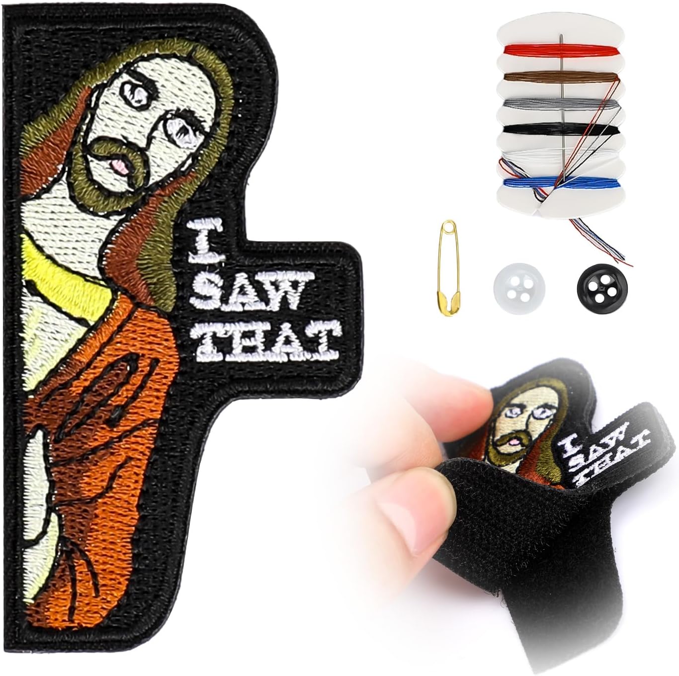 COMNICO I Saw That Patch, Funny Embroidered Fabric Hook and Loop Decorative Meme Patch Applique with Sewing Kit for Backpacks Clothes Hats