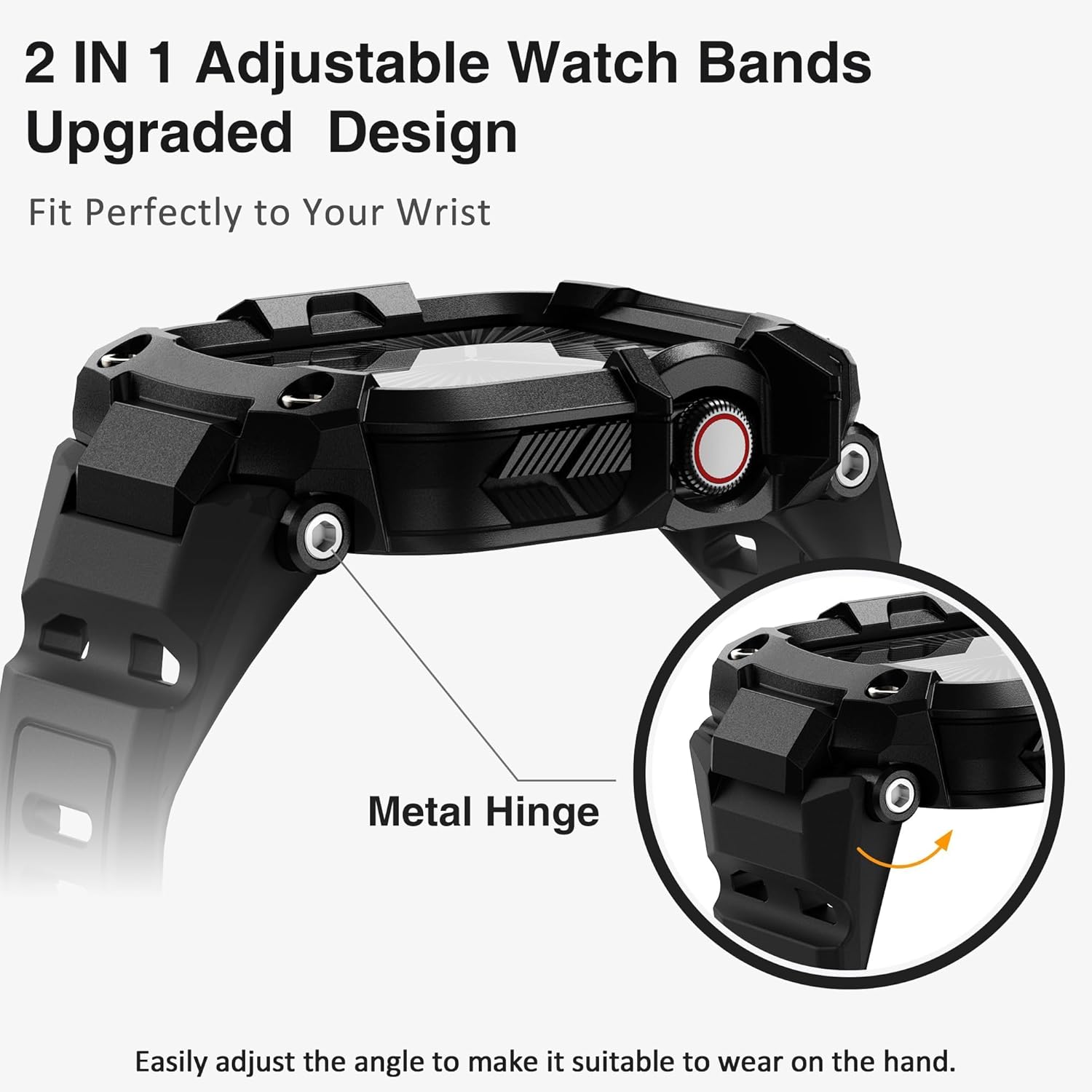 ULTIMAL Rugged Band with Case for Apple Watch 46mm, Military-Grade Shockproof Protective Strap for Men, All-in-One Outdoor Sport Watch Band Compatible with iWatch Series 11/10 (Black) - Image 6