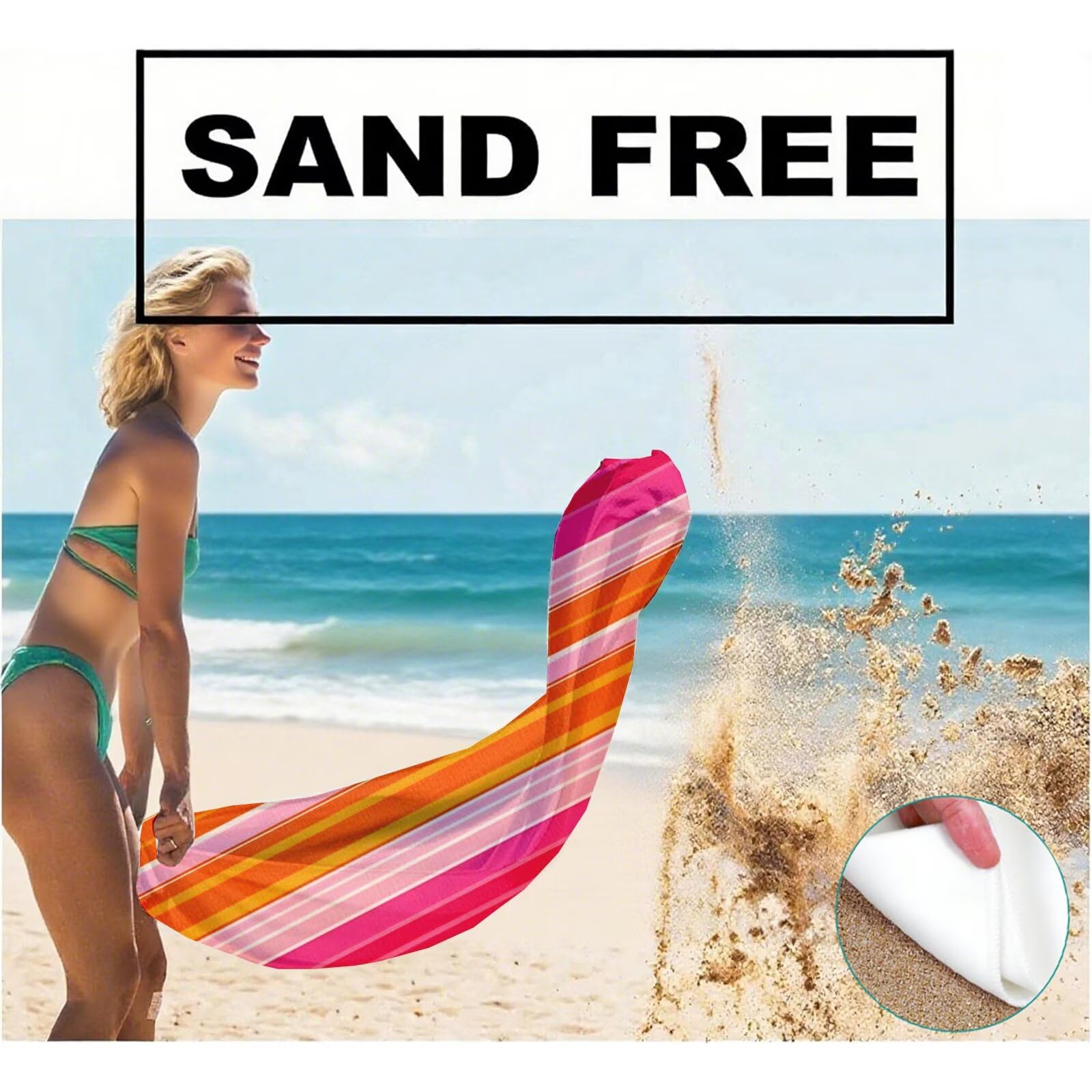 Toallas de Playa Microfibra Raya Toalla Playa Grande 180x90 cm Mujer Hombre Secado Rápido Absorbente Toallas Gimnasio Suave Sin Arena Ligera Toalla Microfibra para Playas Piscina Viajes Camping Q-666