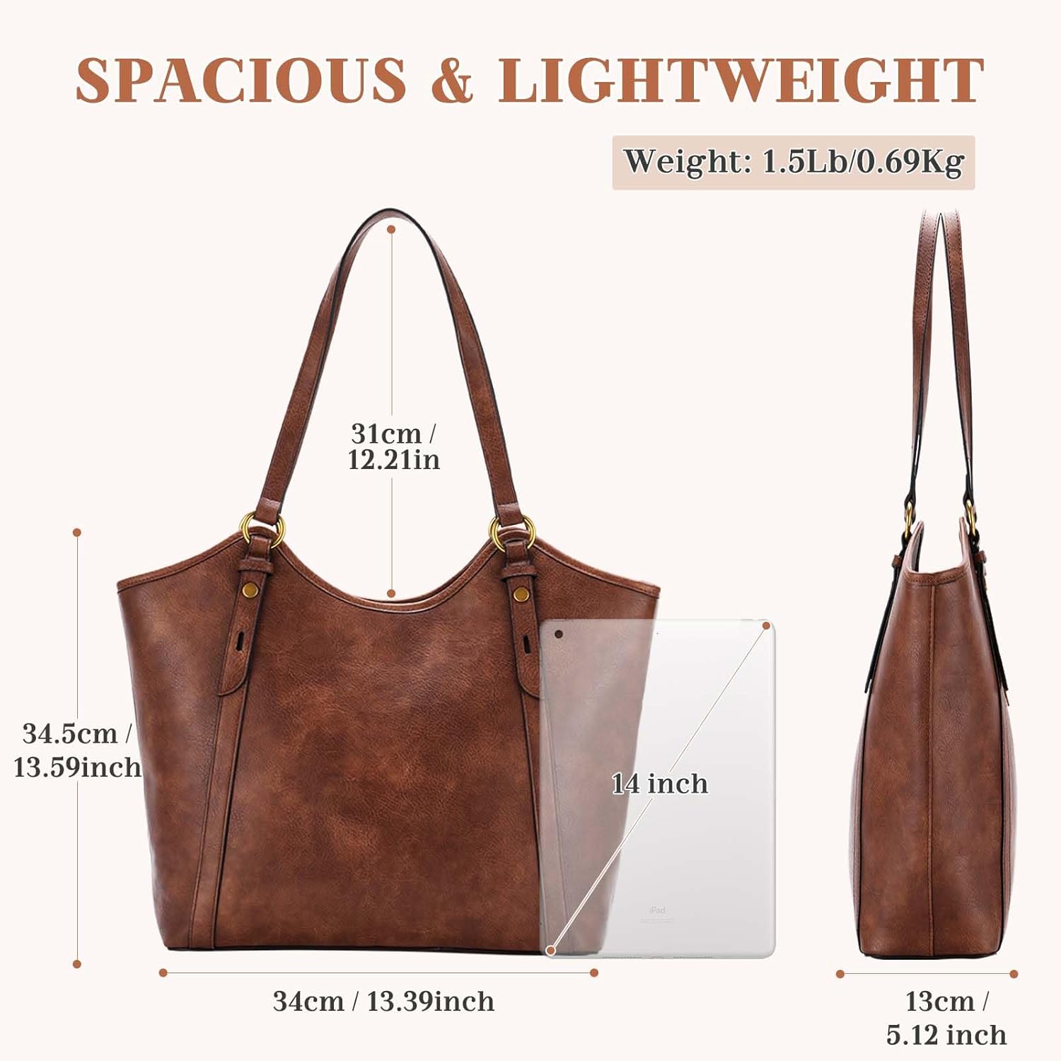 VASCHY Tote Bag Purse for Women, Fashion Large Vegan Leather Top Handle Satchel Shoulder Bag Handbag with Zipper for Work | Purse, Fashion, Large, Vegan Leather, Top Handle, with Zipper, for Work