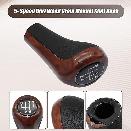 Miniatura 6 de XQSMWF Pomo de palanca de cambios manual de grano de madera de 5 velocidades compatible con BMW E81 E82 E87 E46 E90 E91 E92 E60 E61 E63 X1 E84 X3