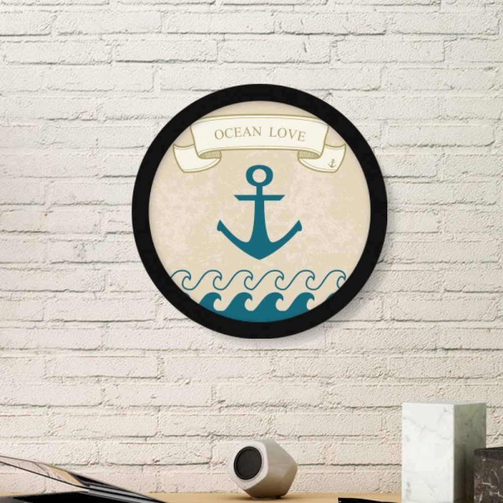 Voile peinture art et cadre photo rond en bois noir haut de gamme