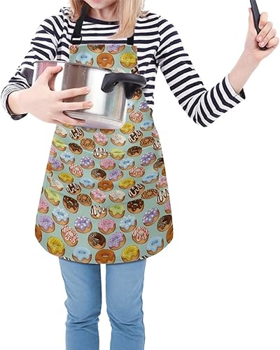 Miniatura 4 de Cozeyat Delantales de cocina para niños y niñas, delantales de pintura con bolsillos, delantales ligeros con correa ajustable