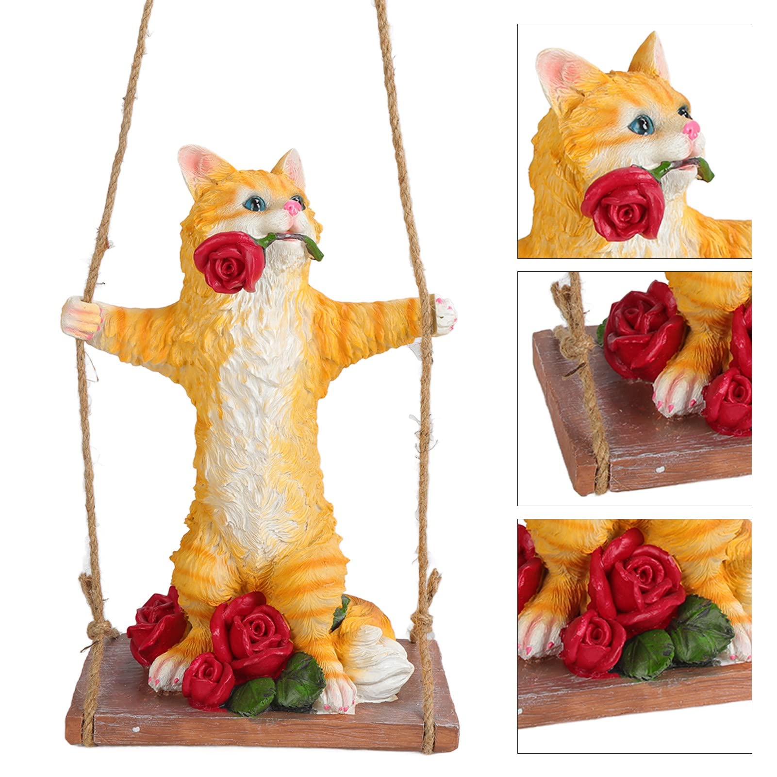 SIXRUN Statua di Gatto Oscillante in Resina per Decorazione da Giardino