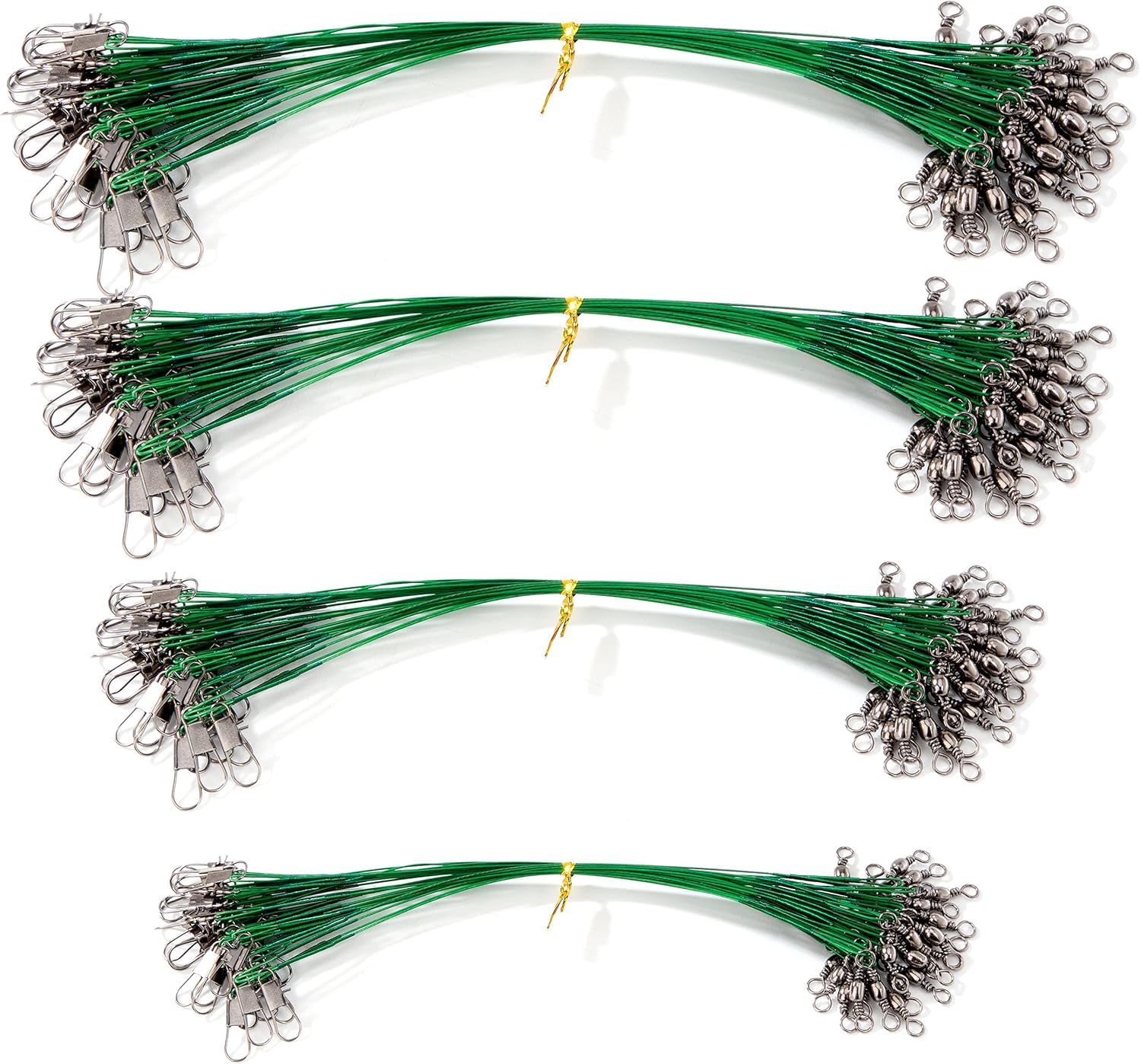 Cable del Líder de Pesca de Acero Líderes de Traza de Alambre de Pesca con Giratorios y Broches de Presión Múltiples Tamaños de Diferentes Líneas de Alambre Anti-Mordedura 15cm 20cm 25cm 30cm