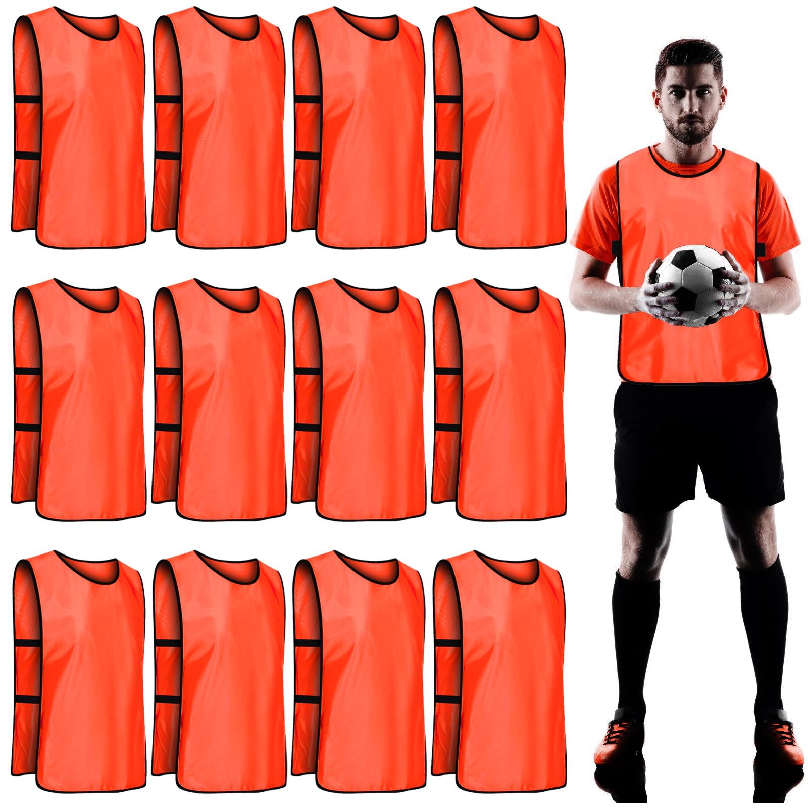GBKDQQ Lot de 12 maillots de football pour adultes, 47 x 70 cm, pour l'entraînement de basketball, sports en maille, designs unisexes, jeunes, sport, entraînement de football pour homme et femme
