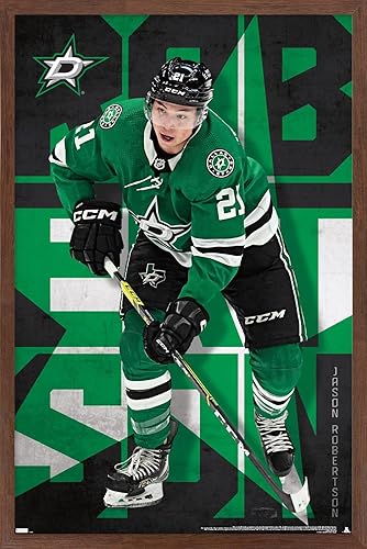 Miniatura 19 de Trends International NHL Dallas Stars - Póster de pared de Jason Robertson 23, 34 pulgadas de largo x 22.4 pulgadas, versión enmarcada en madera