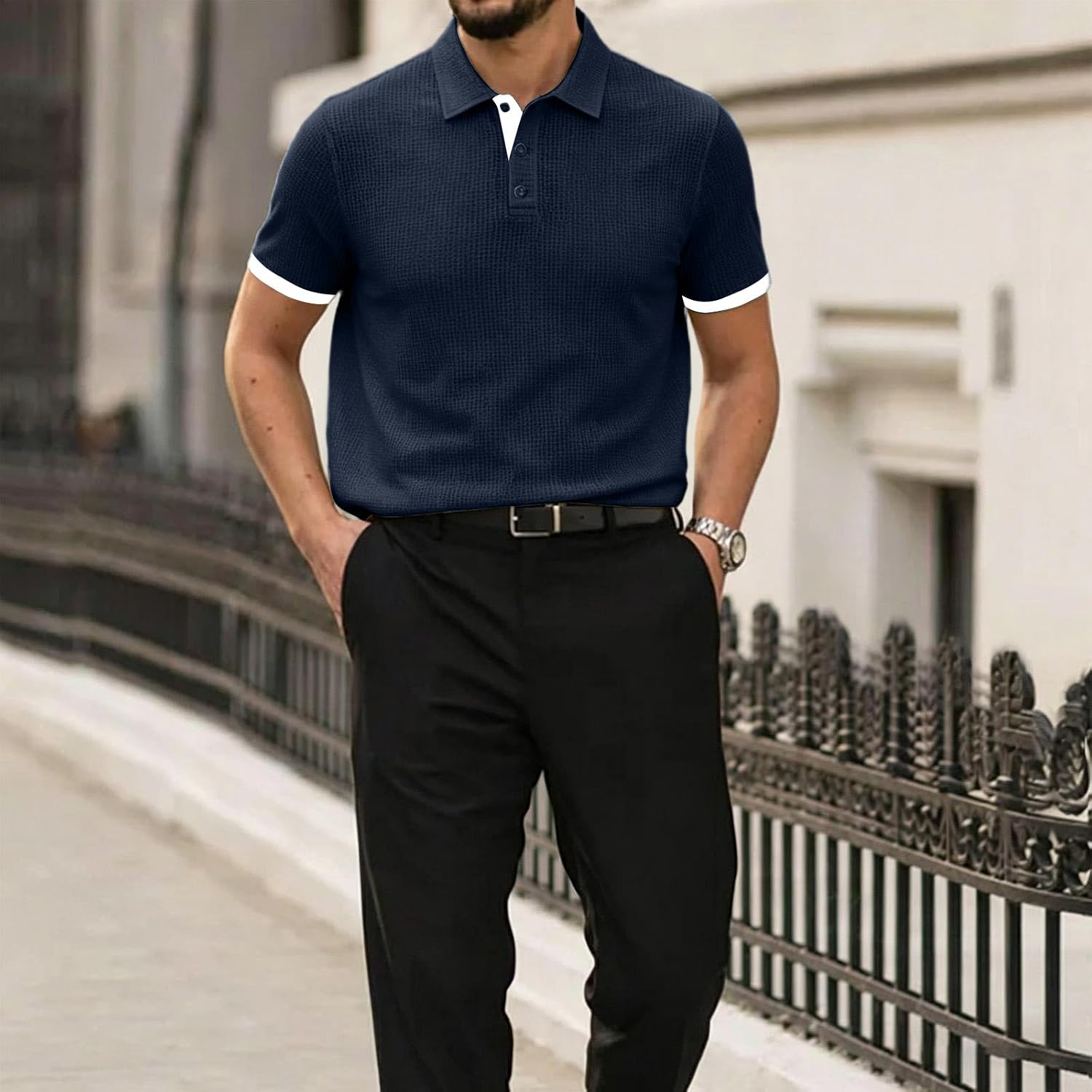 FQZWONG Mens Breeze Polo Shirts 2026 Summer Casual Collared Shirt Stretchy Breathable Quick Dry TeeGolf Sports Polo Shirt