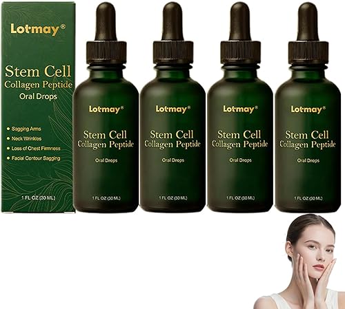 Lotmay - Gotas de péptido de colágeno de células madre, péptidos de colágeno líquido hidrolizados para levantar y reafirmar la piel (4 unidades)