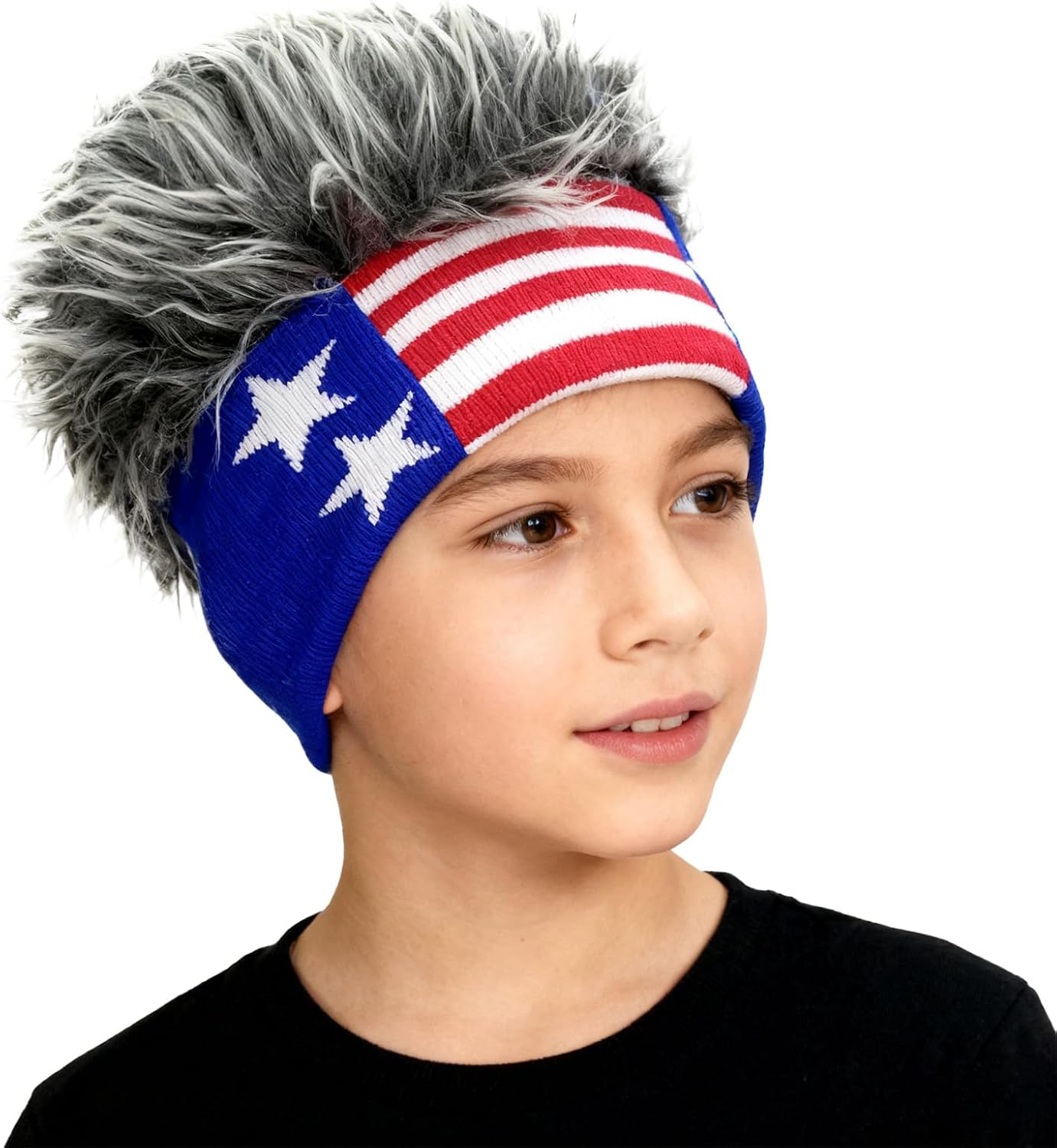 Creative Beanie Hat Cap with Wig Novelty Winter Knit Wig Hat for Kids Boys Girls