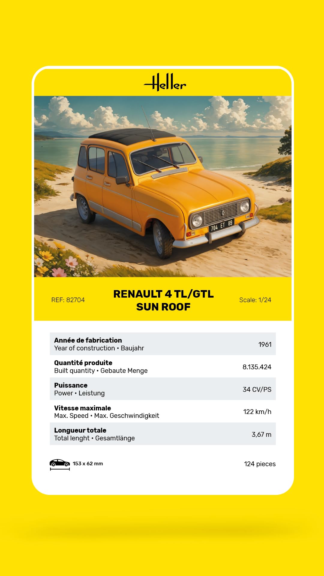 Heller 82704 Renault 4 TL/GTL Sun Roof 1/24