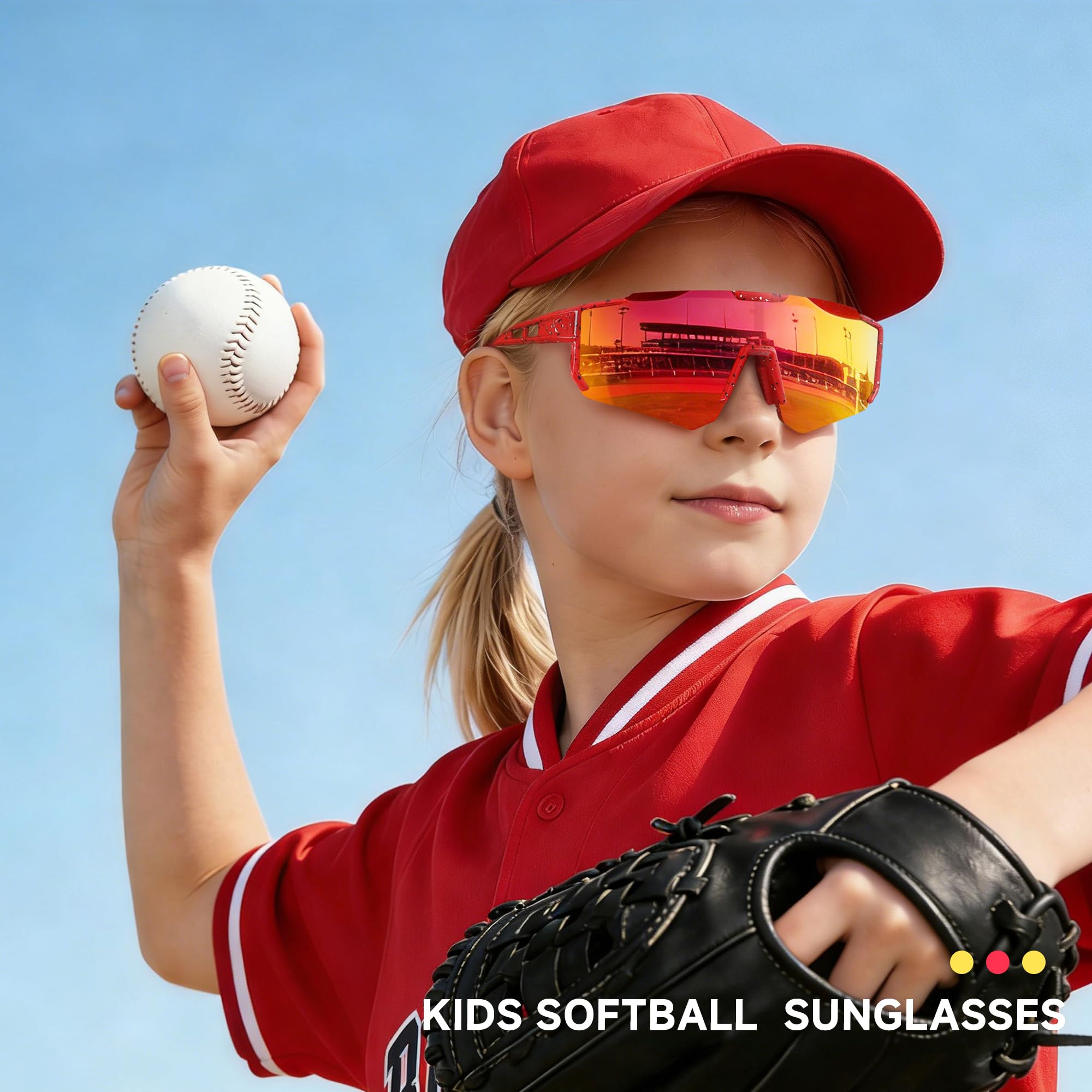 Laocalo Youth Sports Baseball Sunglasses Lightweight Kids Polarized Sunglasses Softball Cycling for Boys Girls Age 3-12 - 3