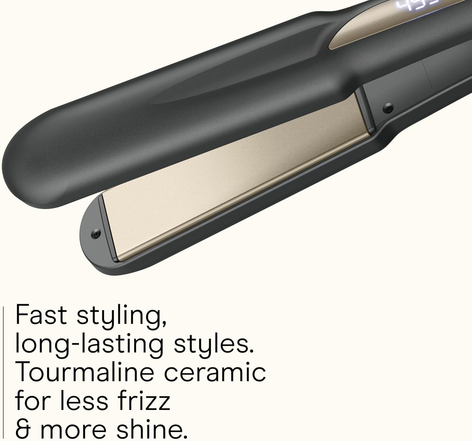 Infiniti PRO CONAIR Tourmaline Ceramic 1 ¼-Inch Flat Iron Digital Hair Straightener, 1 ¼-Inch Flat Iron to Straighten or Curl, 5 Heat Settings, for All Hair Types and Textures, Dark Gray