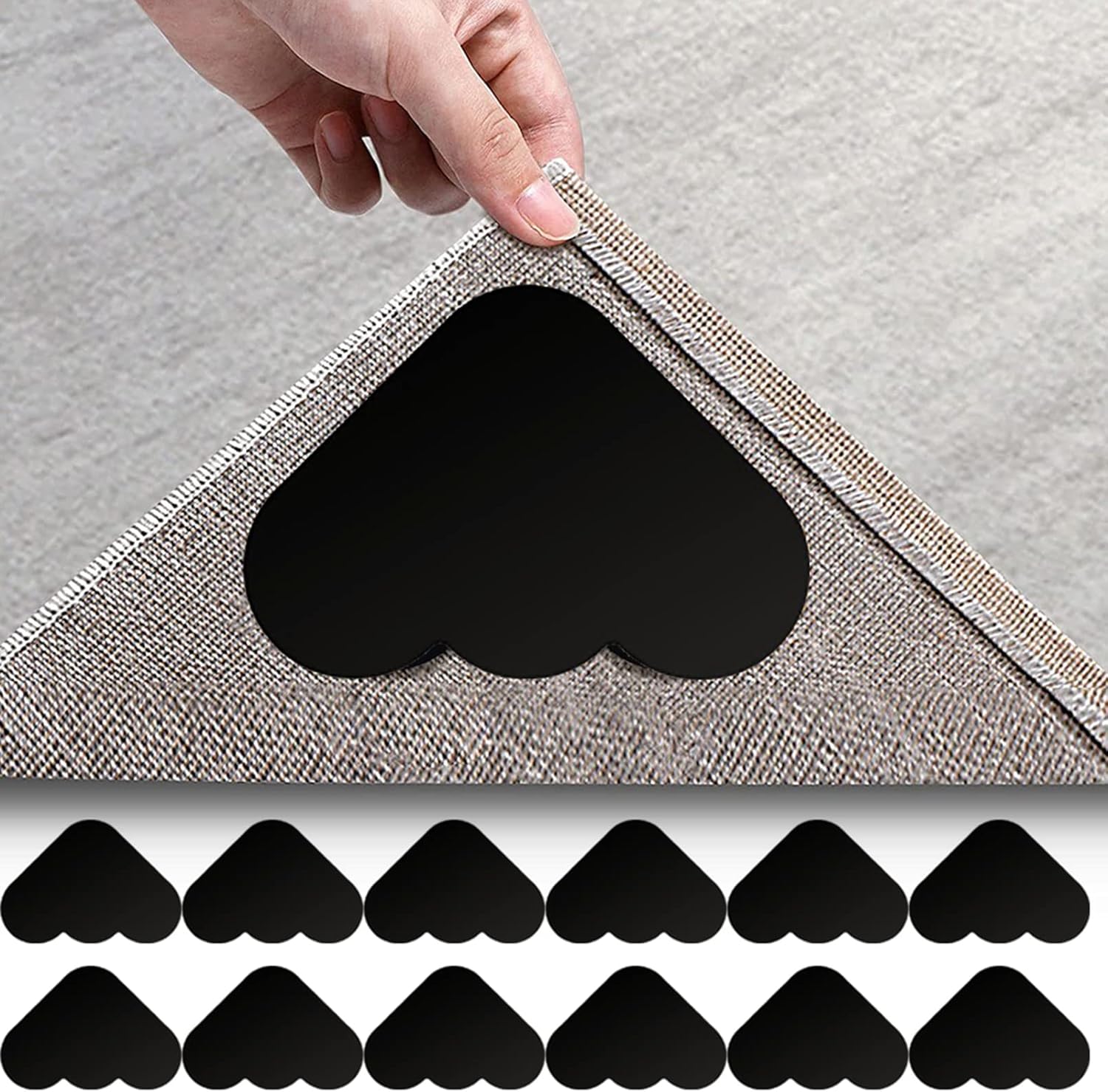 AZLESLOG 12Pcs Grippers for Rugs, Non Slip Double Sided
