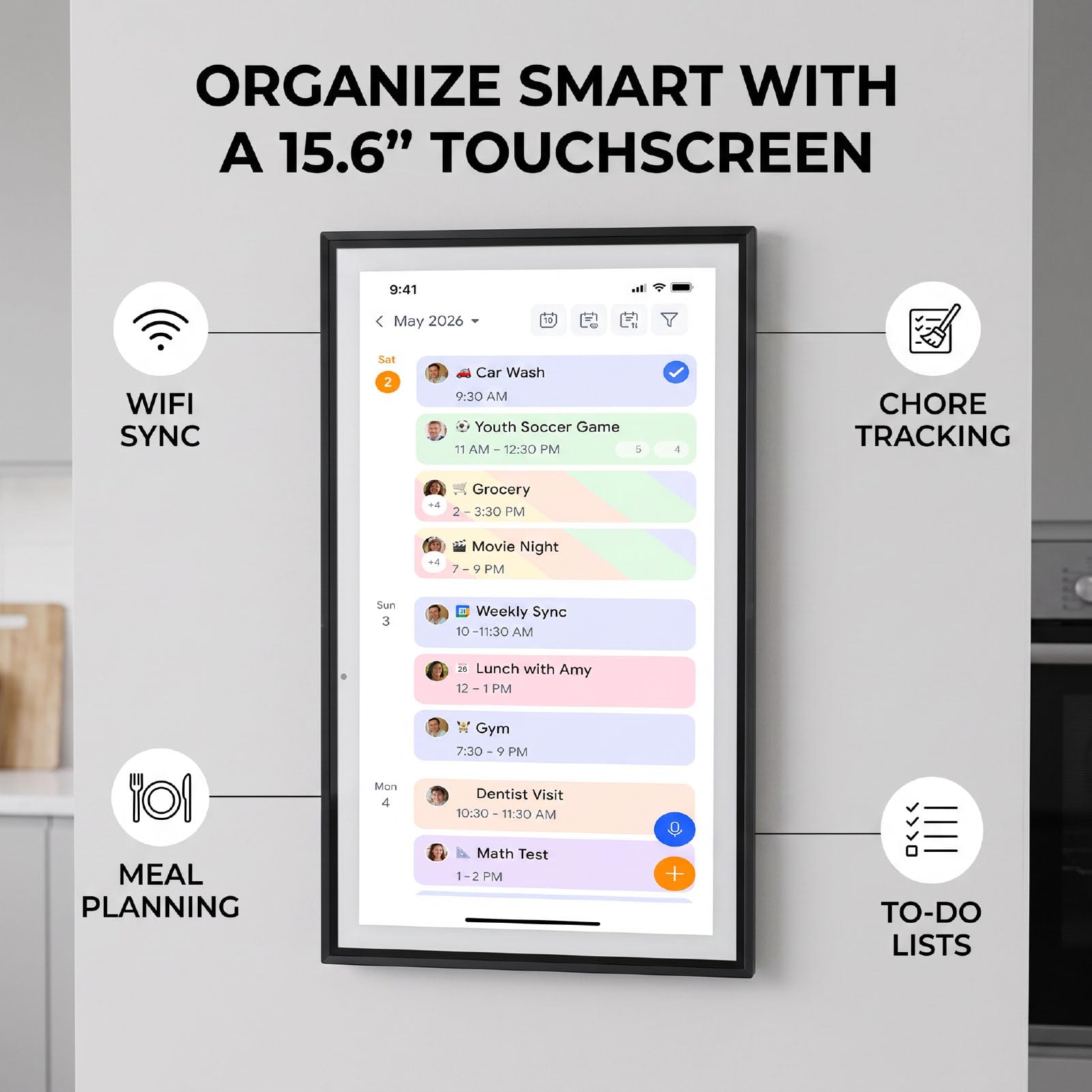 Cosiki Smart Digital Calendar 15.6 Zoll WiFi Sync (EU-Stecker)