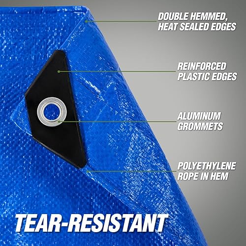 Miniatura 4 de Rugged Rhino Lona resistente para todo tipo de clima, 100% impermeable, lonas resistentes a la temperatura UV de 5 mil, cubierta multiusos de alta